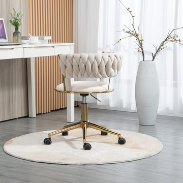 Ulife Drehstuhl 360 ° Rollenstuhl mit goldfarbigen Beinen, höhenverstellbar