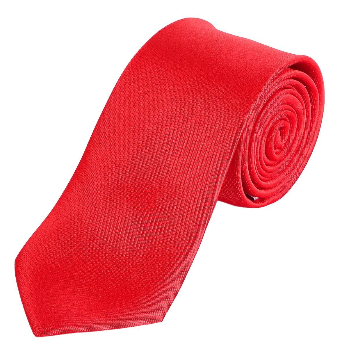 DonDon Krawatte rot Büro 7 Krawatte) cm 1x breit oder Krawatte Veranstaltungen Schnitt, klassischer zeitlos Seidenlook, (Packung, 1-St., für festliche