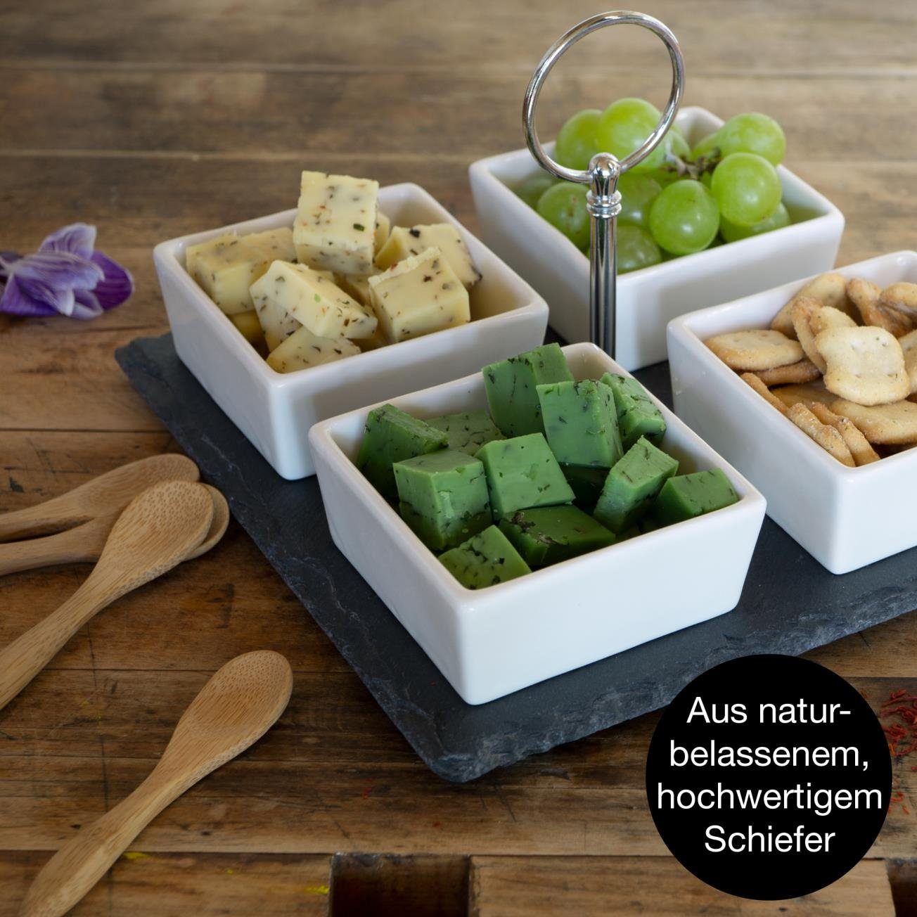 mit Servierplatte Keramik, Moritz Schieferset Dipschalen (Set) Moritz Bambus, Schiefer, - Servierplatte Saffron, &