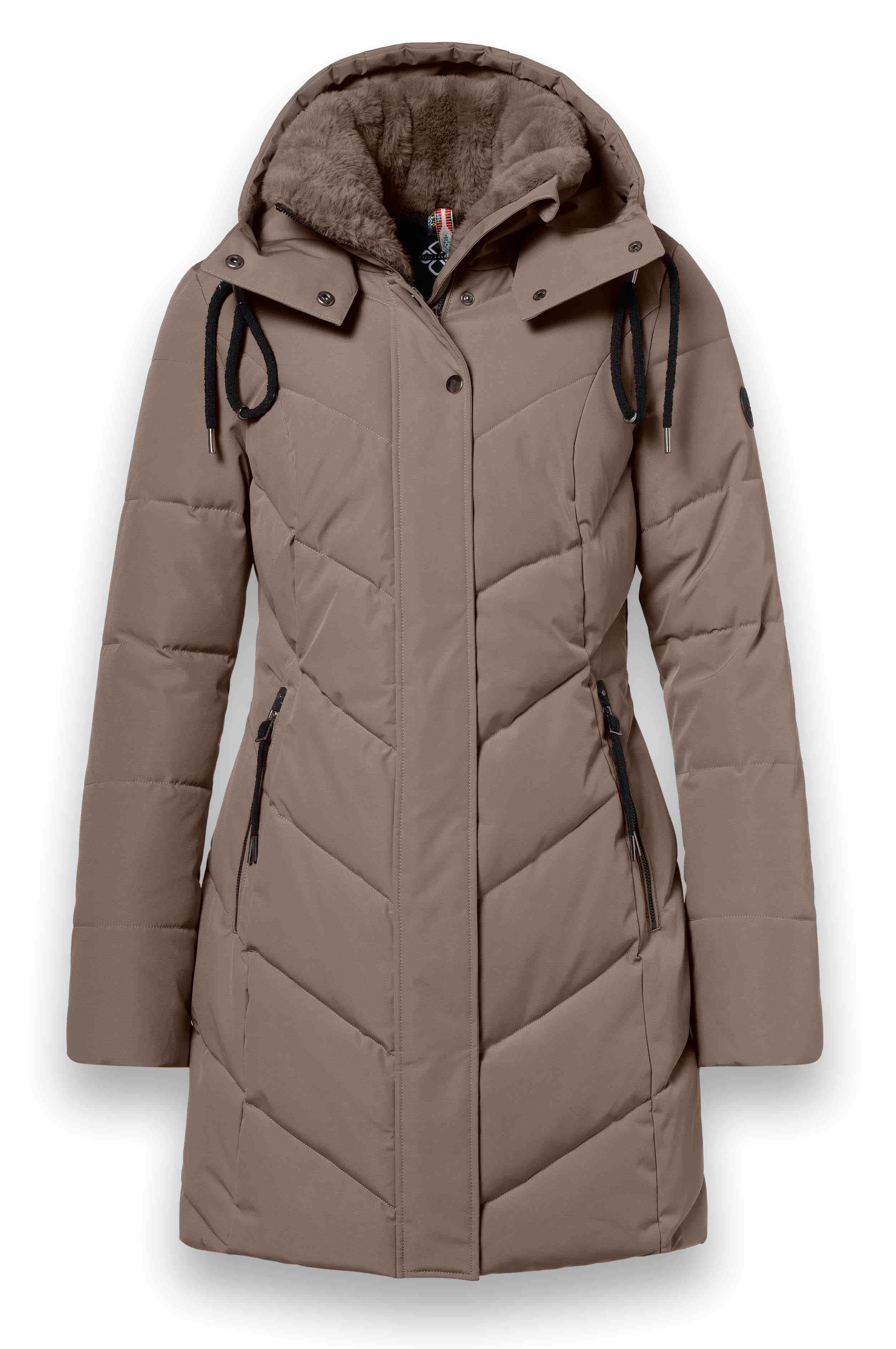 District Wintermantel Zodiac (mit Kapuze, warm, wasserabweisend) coffebraun Damen