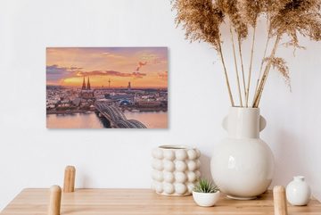 OneMillionCanvasses® Leinwandbild Sonnenuntergang - Köln - Deutschland, (1 St), Wandbild Leinwandbilder, Aufhängefertig, Wanddeko, 30x20 cm
