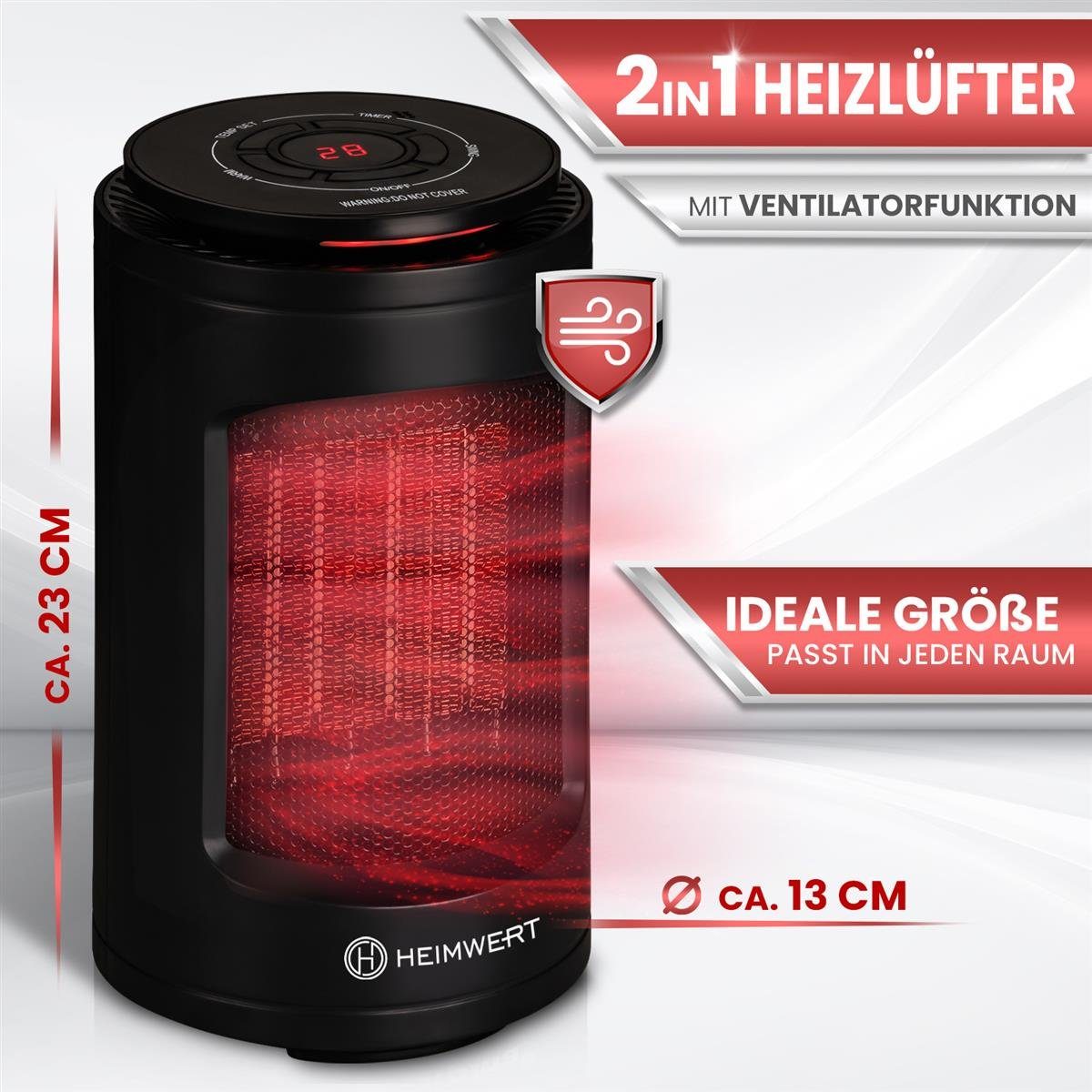 Schnellheizer 1200Watt W Heizer, Infrarotstrahler 1200 Heizlüfter HEIMWERT