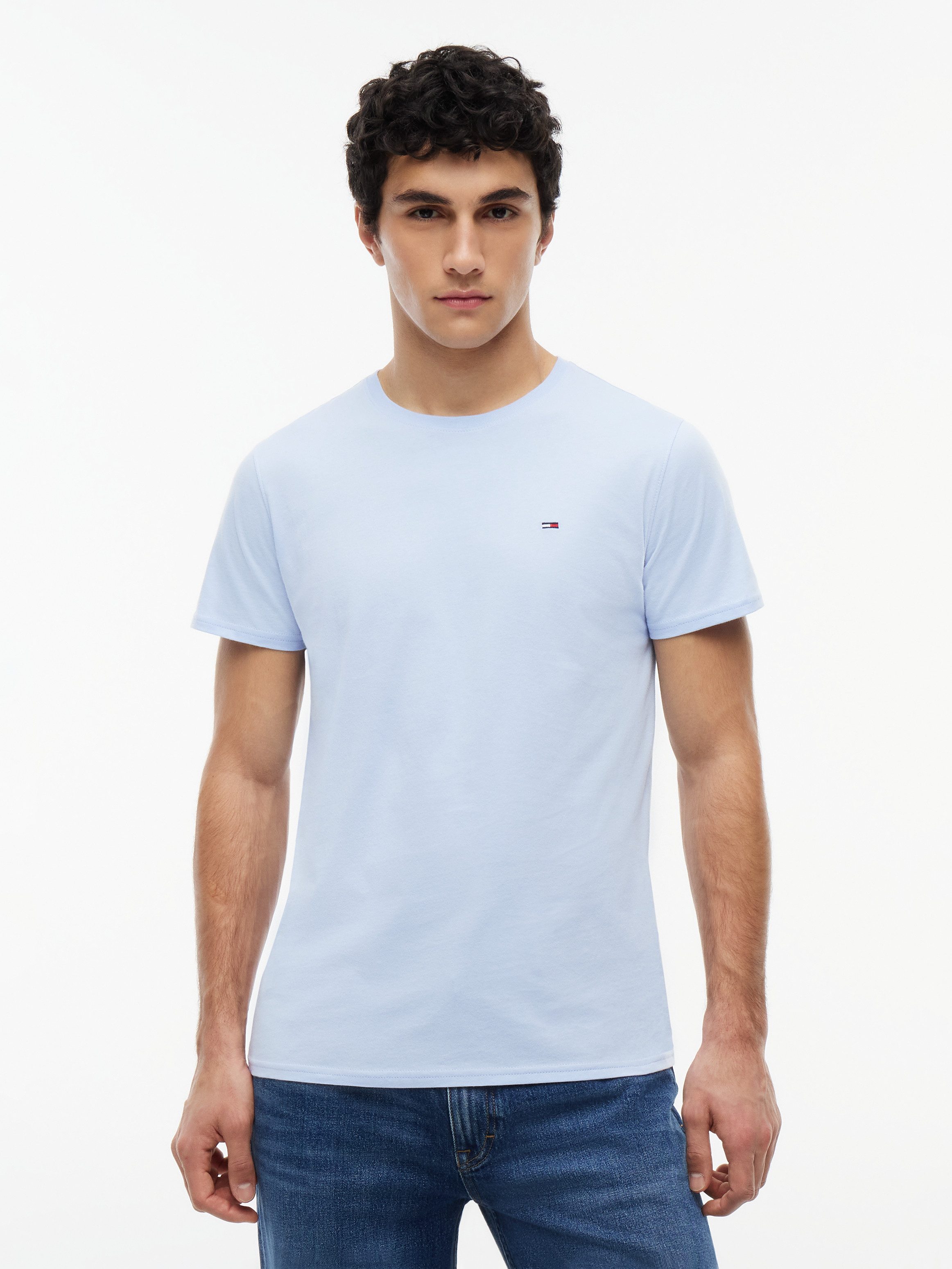 Tommy Jeans T-Shirt TJM ESSENTIAL SOLID mit Rundhalsausschnitt und dezenter Logo-Flag