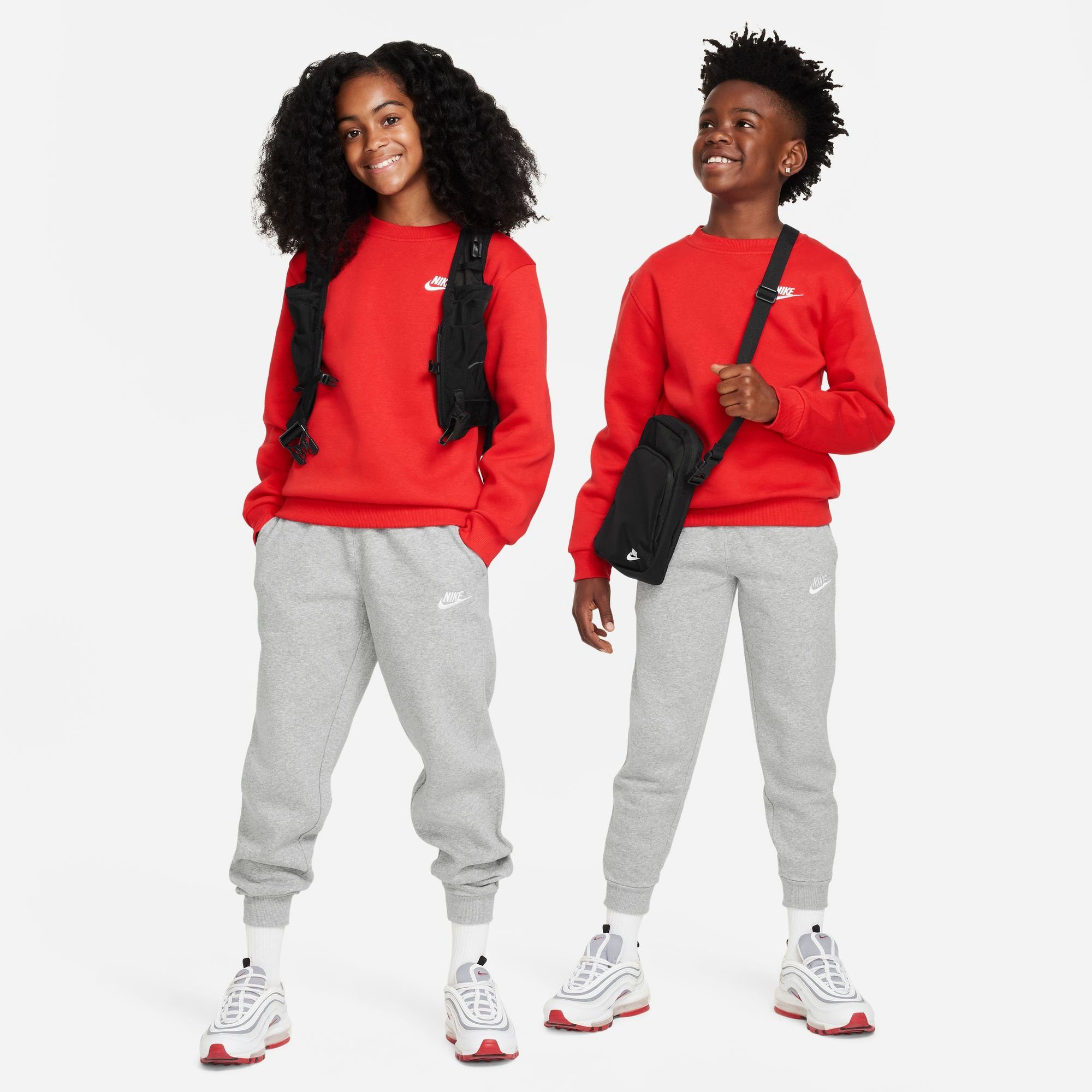 Sweatshirt SWEATSHIRT KIDS' UNIVERSITY Nike CLUB BIG Sportswear RED/WHITE FLEECE