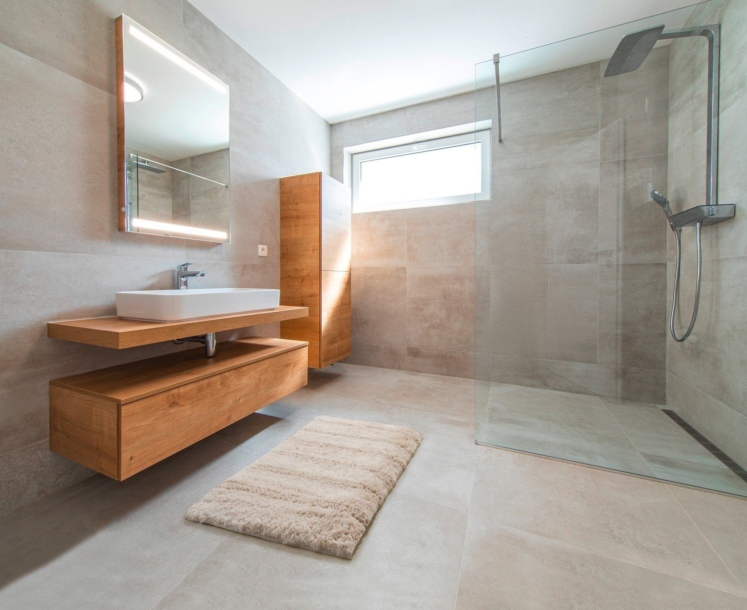 Badematte MONROVIA, 70 x 120 cm, Beige, Gestreift, Höhe 23 mm, rutschhemmen günstig online kaufen