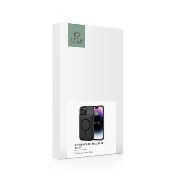 COFI 1453 Akku-Schutzhülle PowerCase kompatibel mit iPhone 15 Serie Magsafe 7000mAh Schwarz