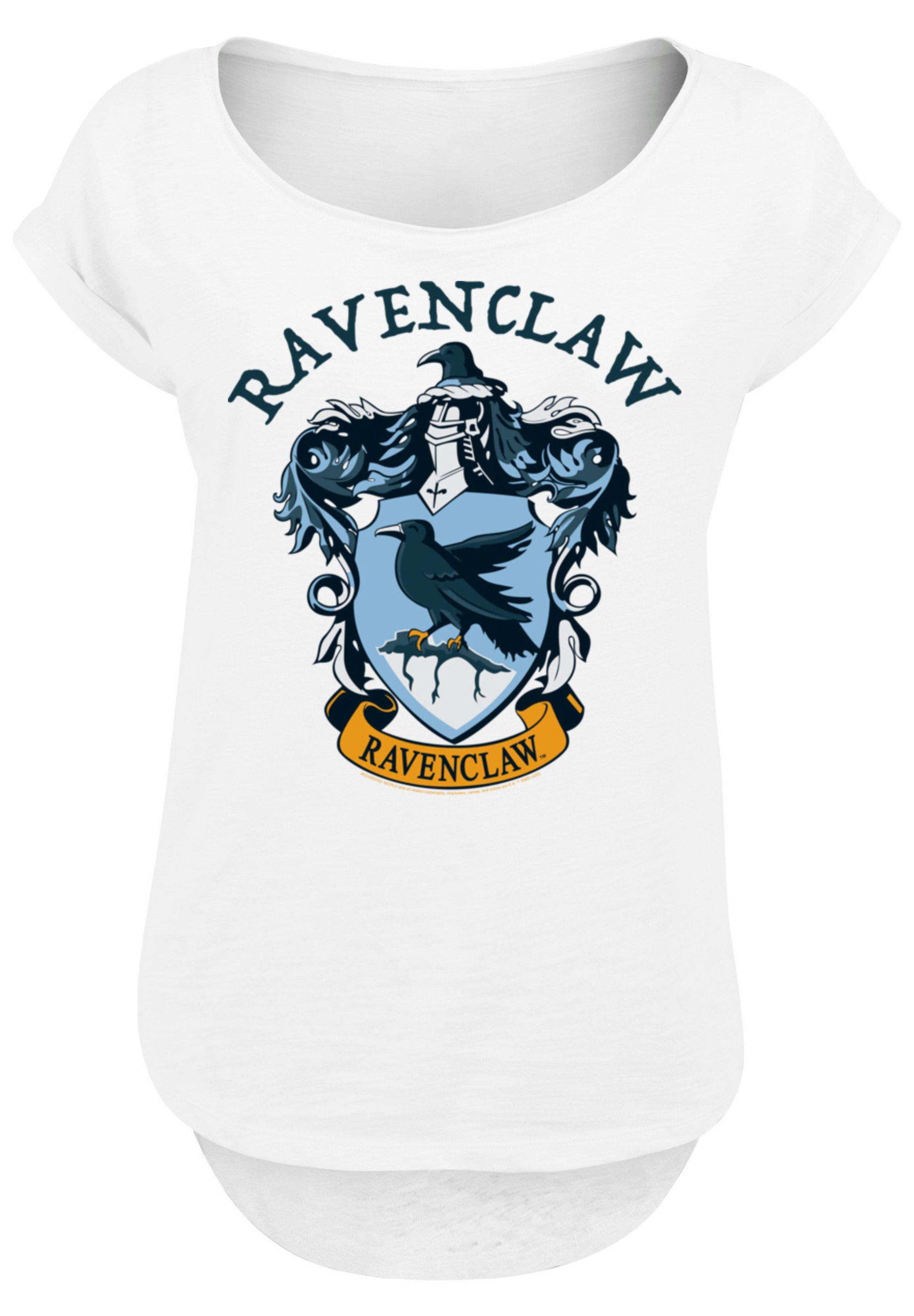 F4NT4STIC Kurzarmshirt Damen Harry Potter Ravenclaw Crest with Ladies Long Slub Tee (1-tlg) white