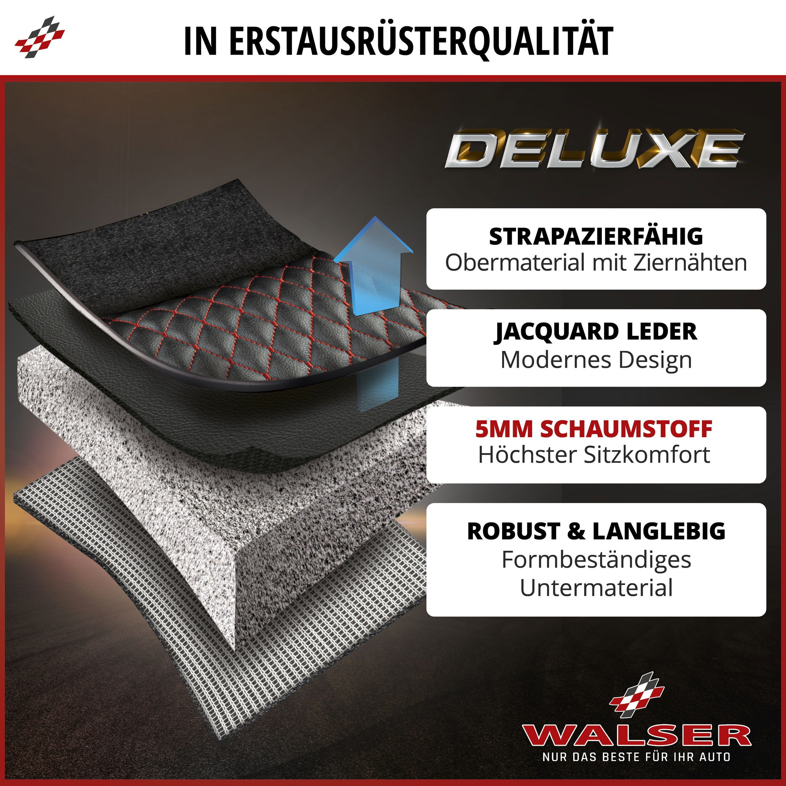 WALSER Autositzbezug Sitzbezug Balmoral, 2 Vordersitzbezüge 2tlg, 2 Kopfstützenbezüge, 6-tlg.