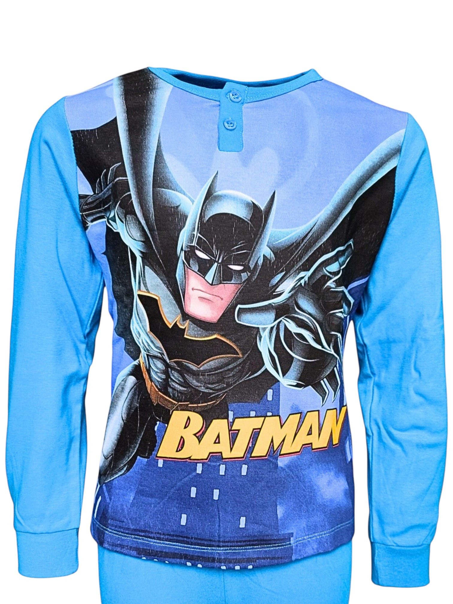Batman Schlafanzug mit großem Batman- Print (2 tlg) Jungen Pyjama langarm Gr. 98-128 cm