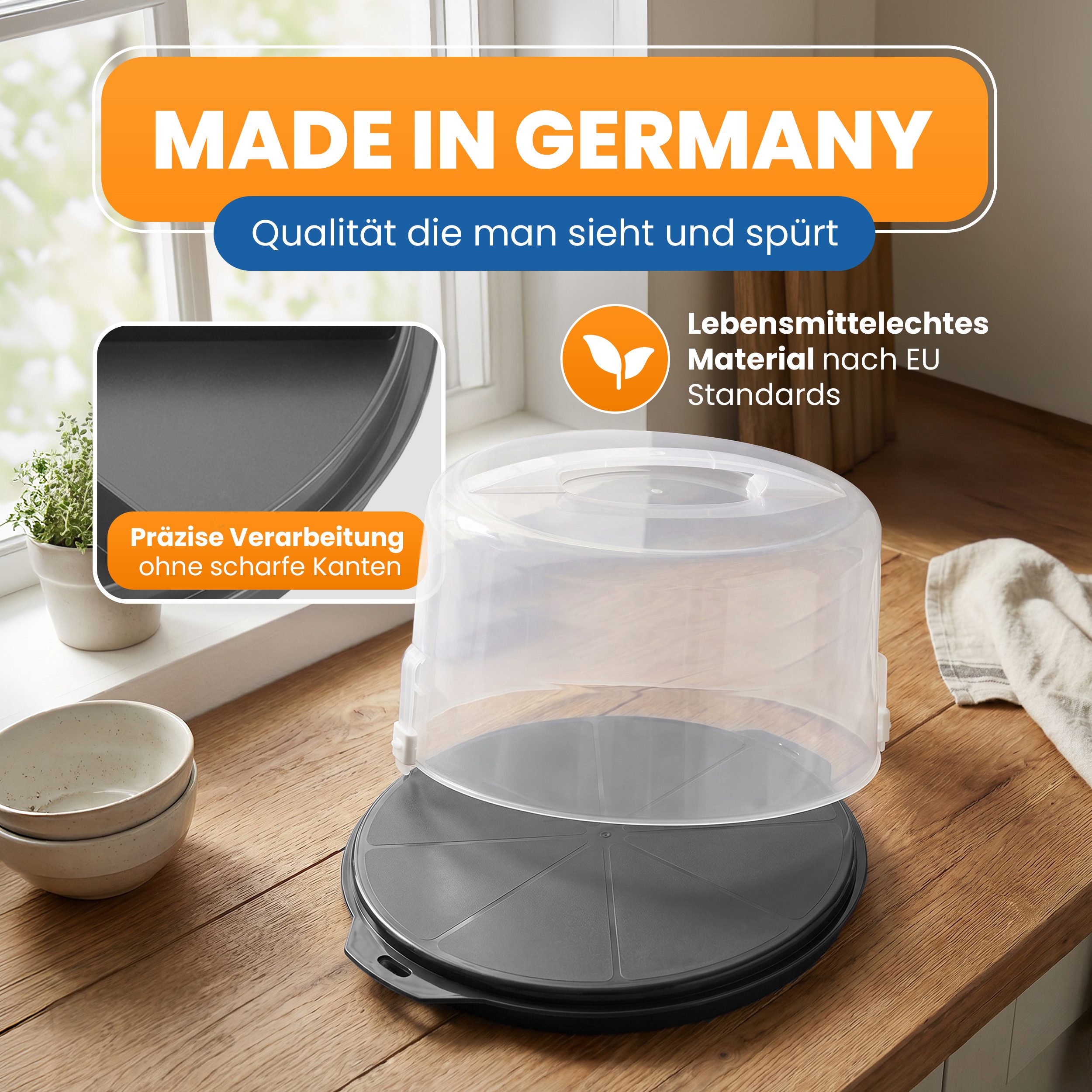 EUROHOME Tortenglocke Tortenbehälter mit Tragegriff - Tortenhaube mit Klickverschluss,(1-tlg., Kuchencontainer hoch 32 x 20 cm) Sichere Transportbox für Kuchen und Torten