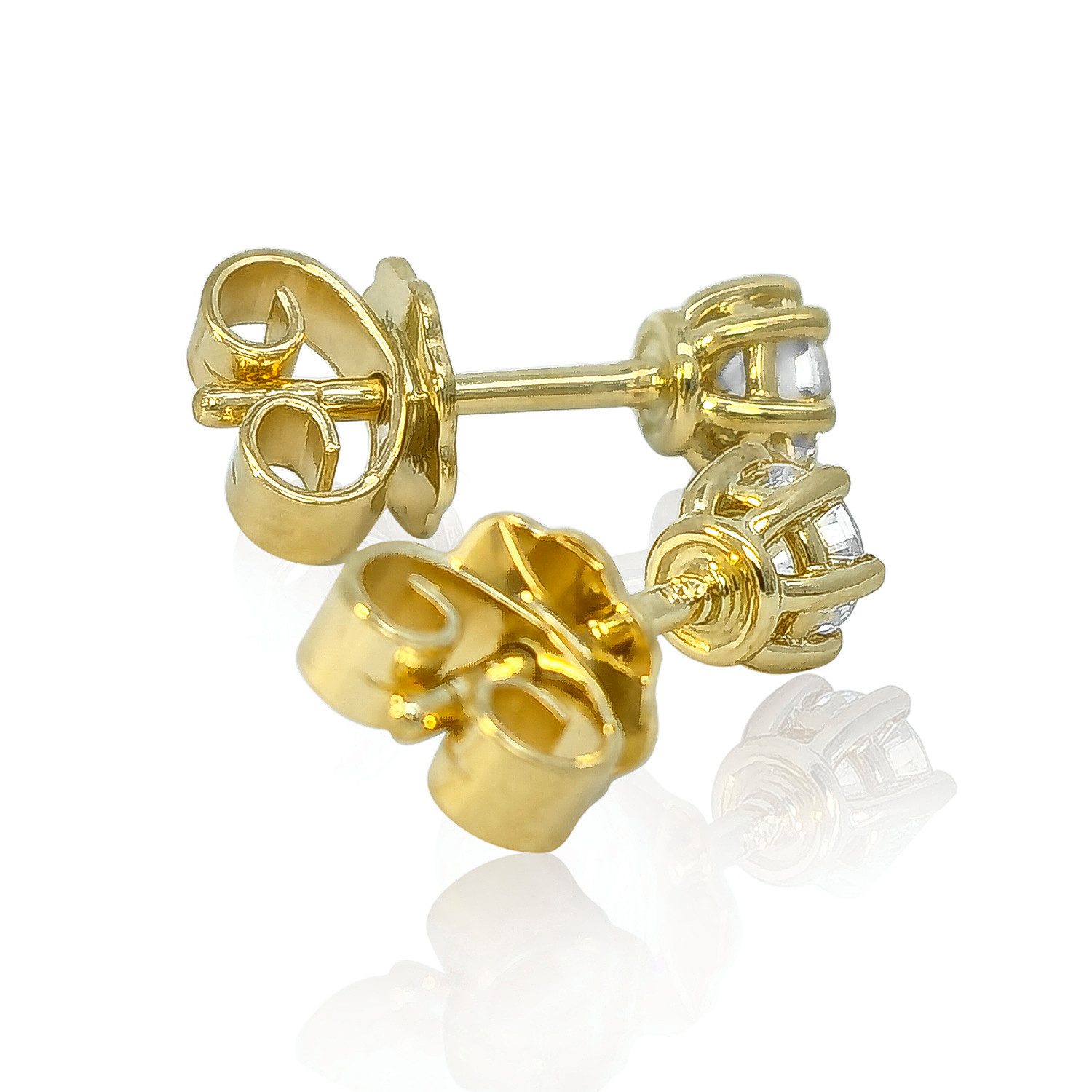 Webgoldschmied Paar Ohrstecker Ohrstecker 750 Weißgold mit 2 Diamanten Lupenrein (IF) feines weiß (F), Originalphotos, nicht im Photoshop bearbeitet