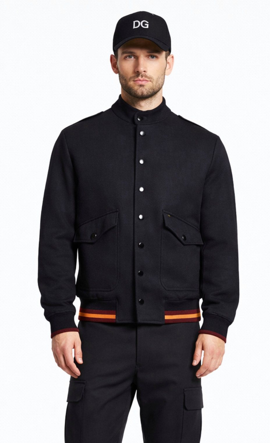 DOLCE & GABBANA Blouson Herren Bomberjacke College Black Label Jacke Heritage Style Diamond Quilted Lining für zusätzliche Wärme