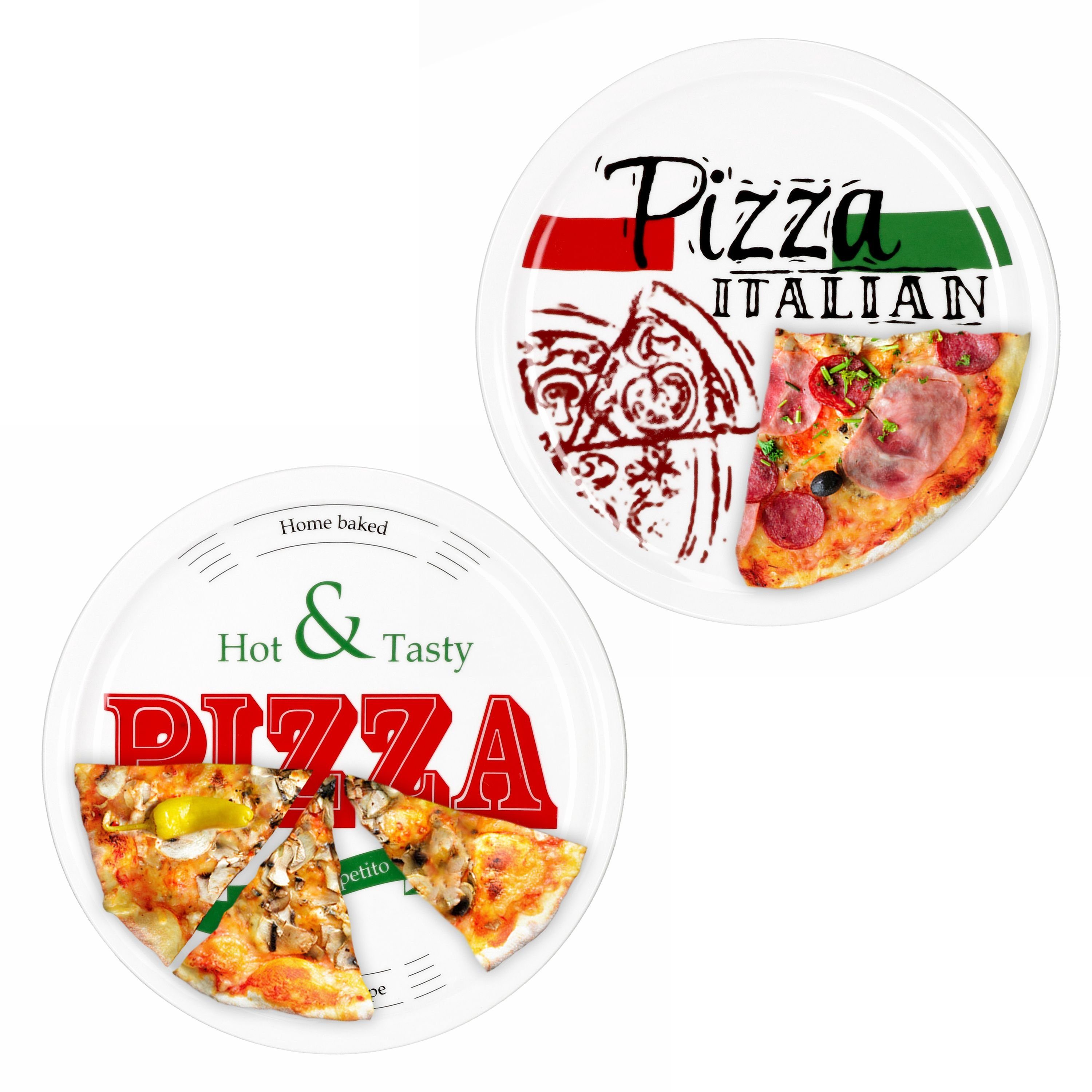 2er Pizzateller + Tasty Set 28cm Italian MamboCat Pizza Pizzateller Hot 1x & 1x