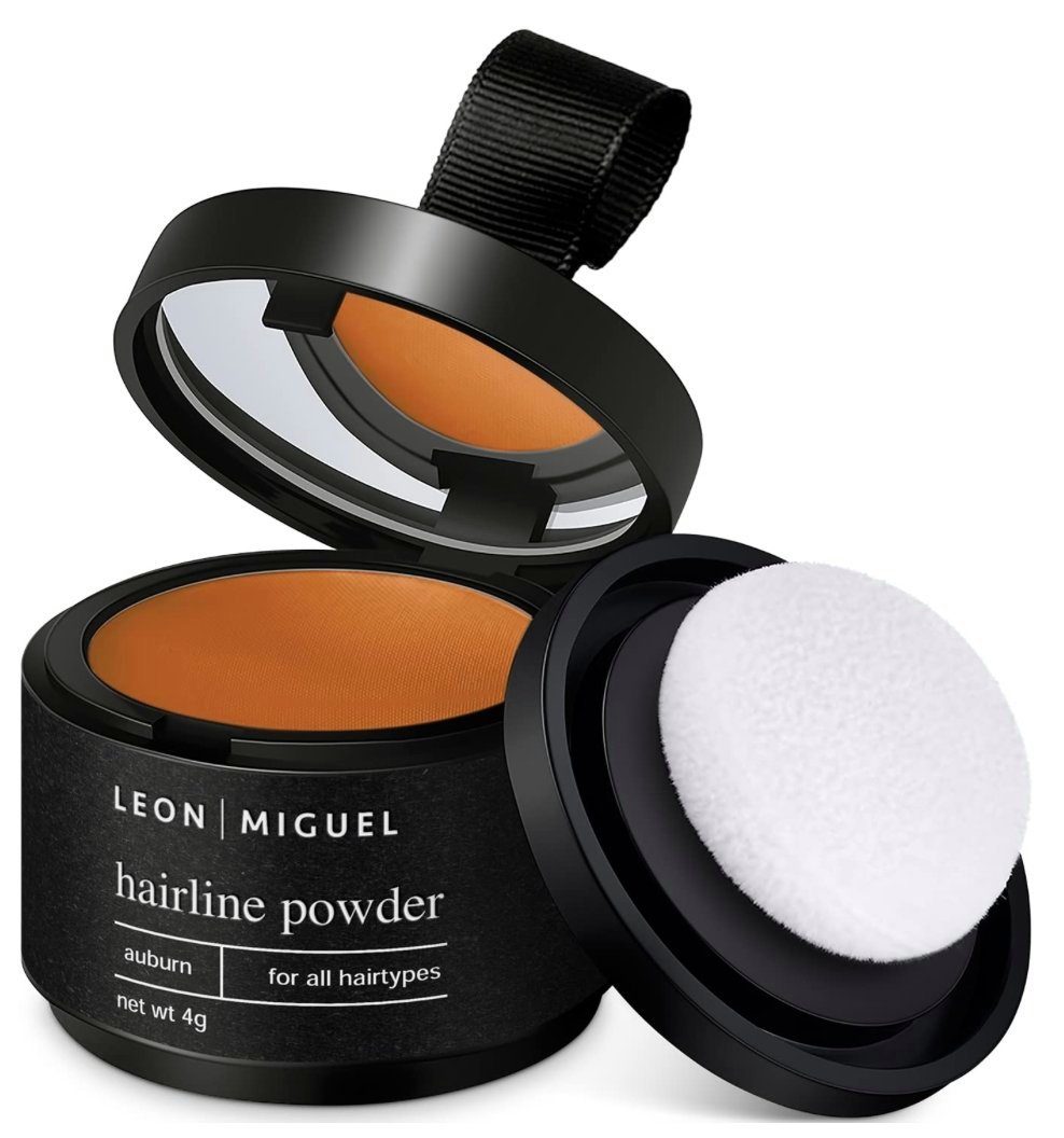 Haaransatz-Farbpuder - Rotbraun Concealer Powder Ohne zum kaschieren Haar Miguel Leon Rückstände Hairline 4g, Ansatz -