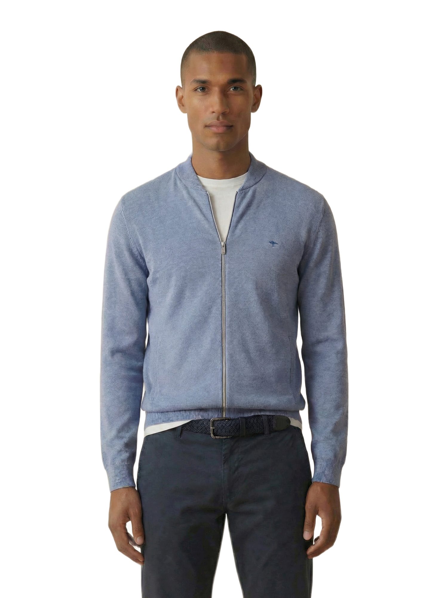 FYNCH-HATTON Strickjacke blau,Casual,Baumwolle,Unifarben,Stehkragen,Lang,Casual Fit
