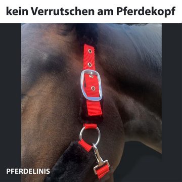 Pferdelinis Fellhalfter Halfter mit Fell Halfter für Pferde, Größen Pony Warmblut Cob Kaltblut, verstellbar