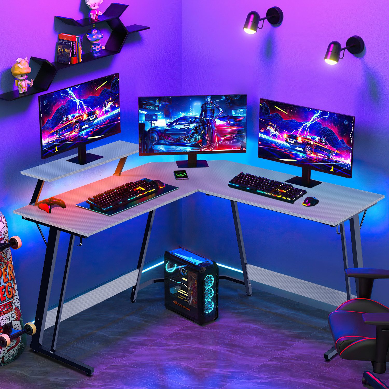 GUNJI Eckschreibtisch L-förm Computertisch Schreibtisch Gamer günstig online kaufen
