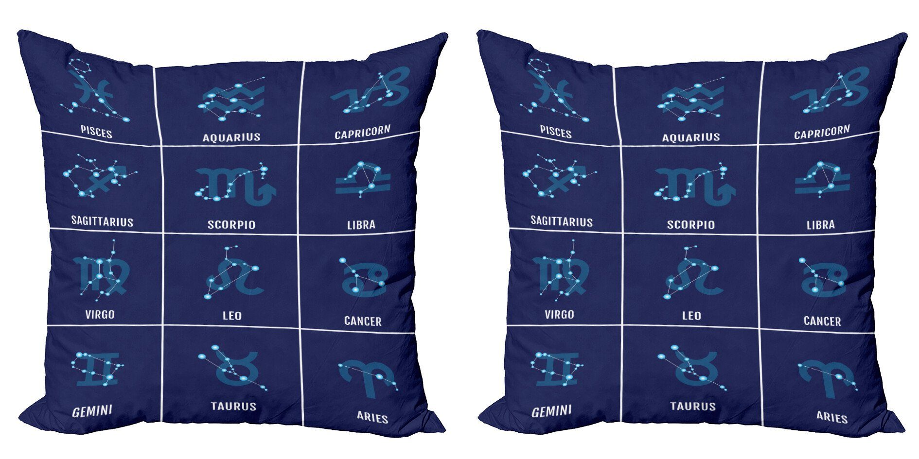 Kissenbezüge Modern Accent Doppelseitiger Digitaldruck, Abakuhaus (2 Stück), Tierkreis Horoskop Infografik-Platz