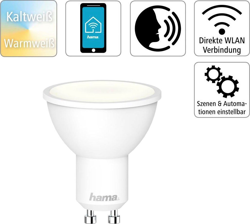 Weiß, LED-Leuchtmittel Appsteuerung, Lampe, GU10,5W, für WLAN Sprachsteuerung, LED Hama GU10