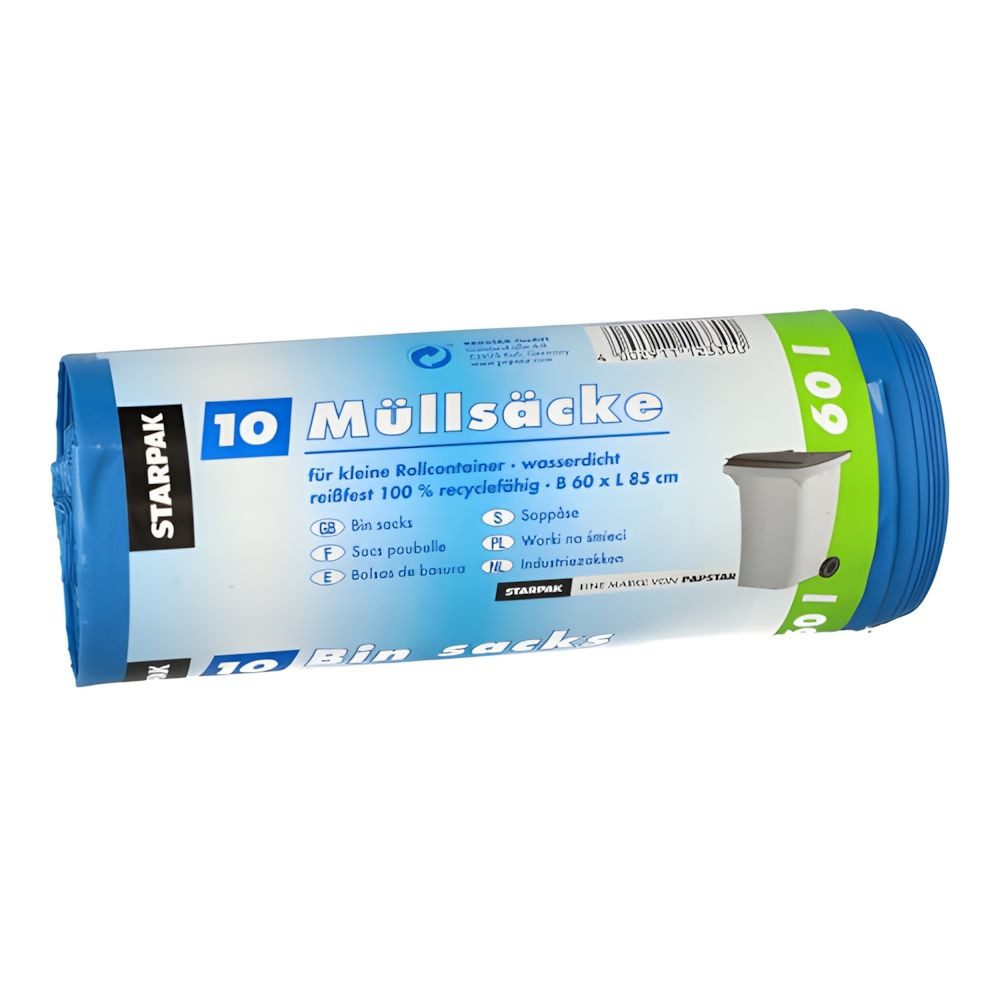 PAPSTAR Müllbeutel Müllsäcke, LDPE 60 l 85 cm x 60 cm blau 43 my 10 Stk
