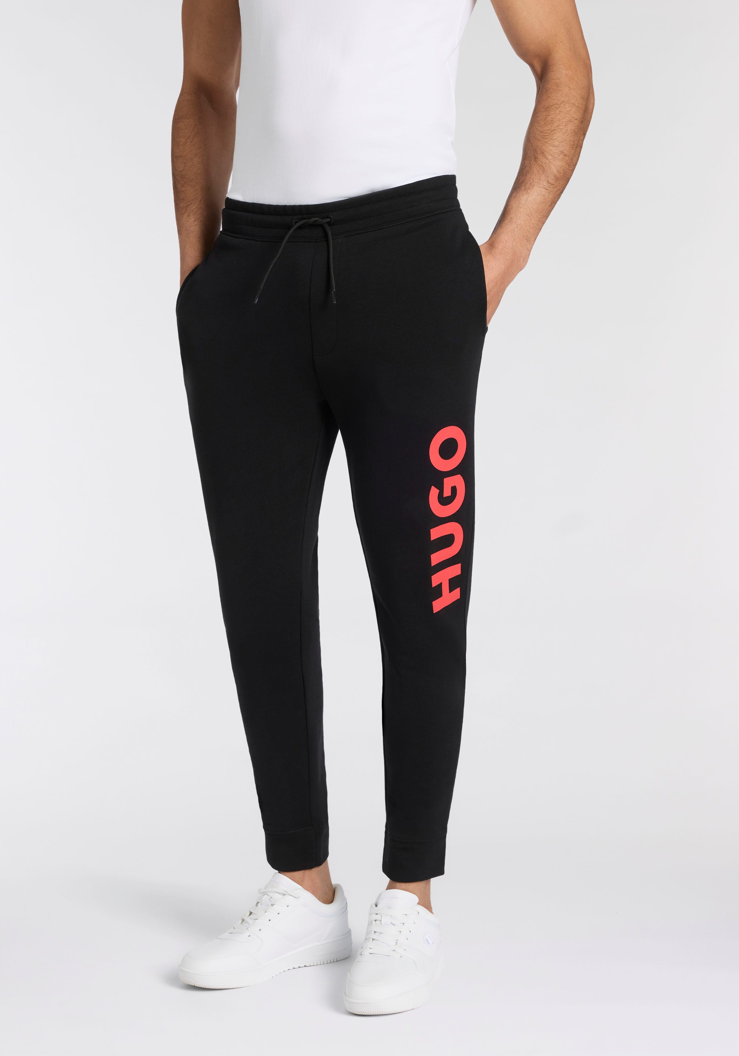 HUGO Sweathose Dutschi Regular Fit, elastischer Bund, HUGO Logo-Druck