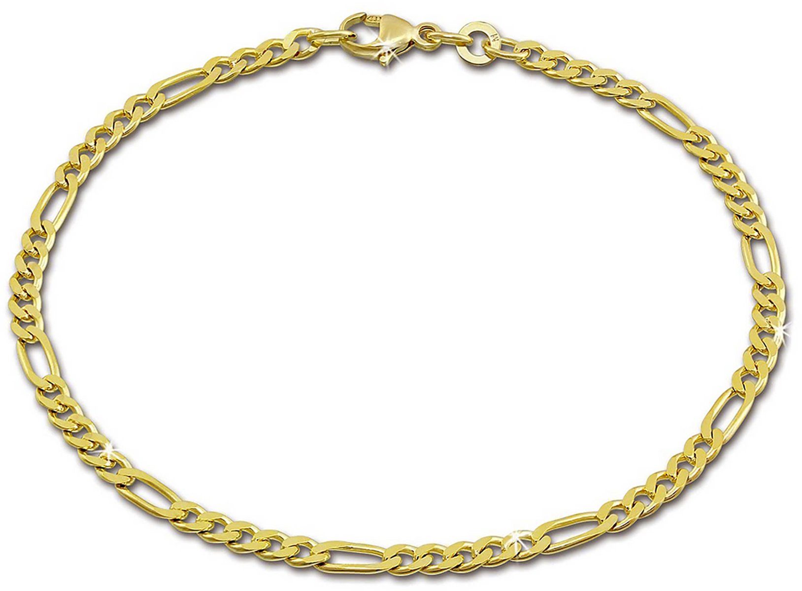 GoldDream Goldarmband GoldDream 19cm Armband Figaro diamantiert (Armband), Damen, Herren Armband (Figaro) ca. 19cm, 333 Gelbgold - 8 Karat, Farbe