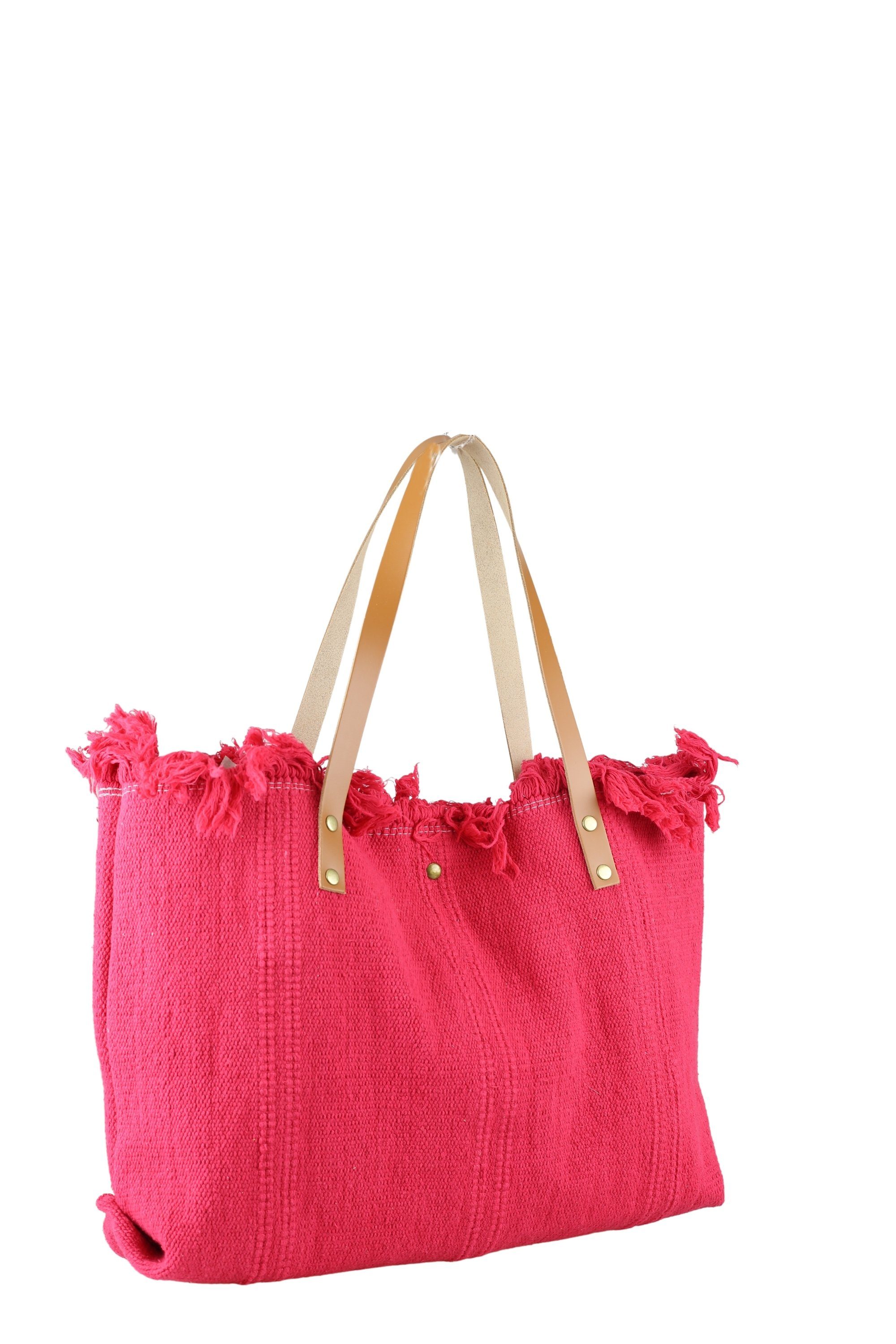 mit Leder Schultertasche echt pink Beach, Henkeln COLLEZIONE ALESSANDRO