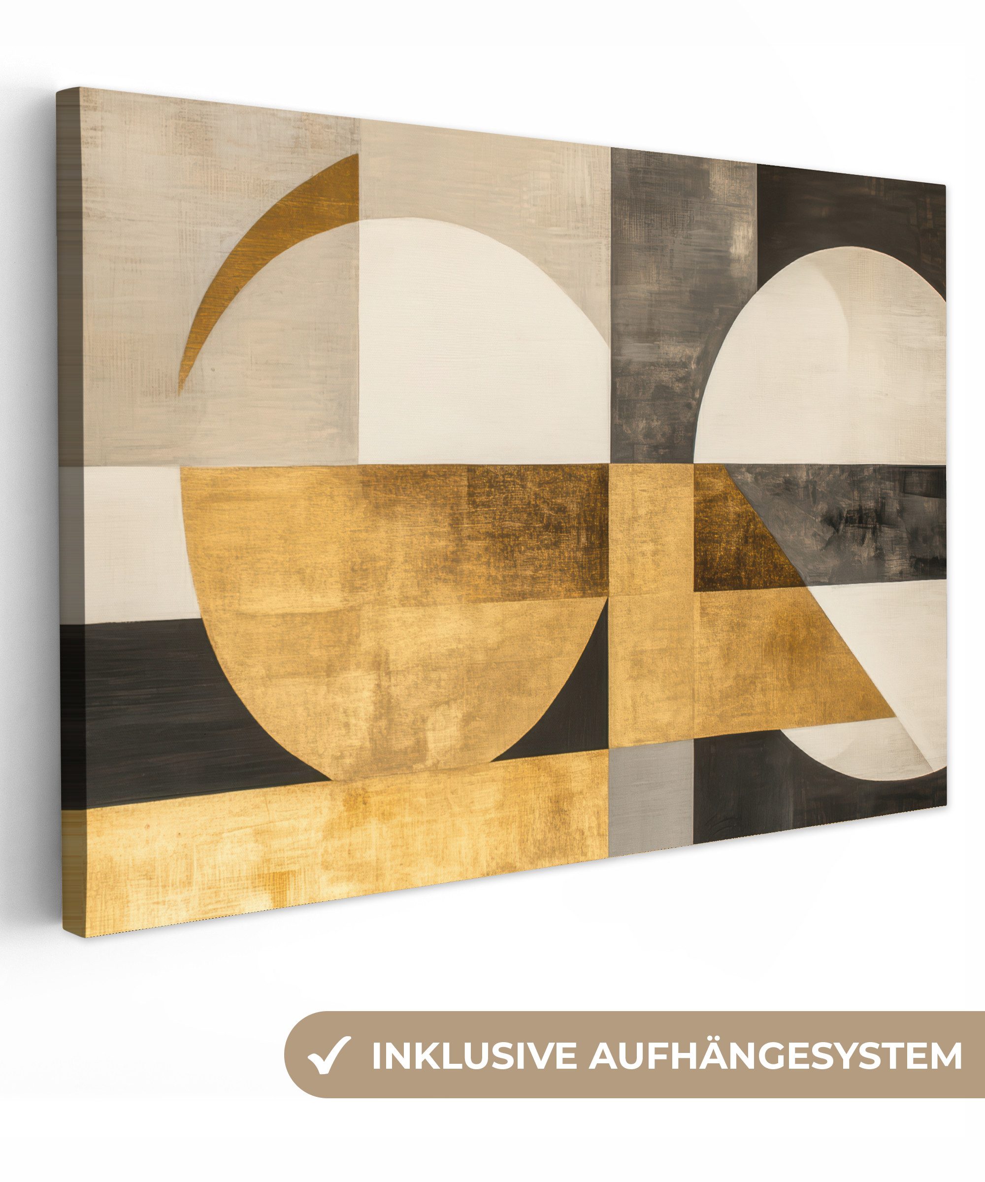 OneMillionCanvasses® Leinwandbild Abstrakt - Gold - Grau - Formen - Geometr günstig online kaufen