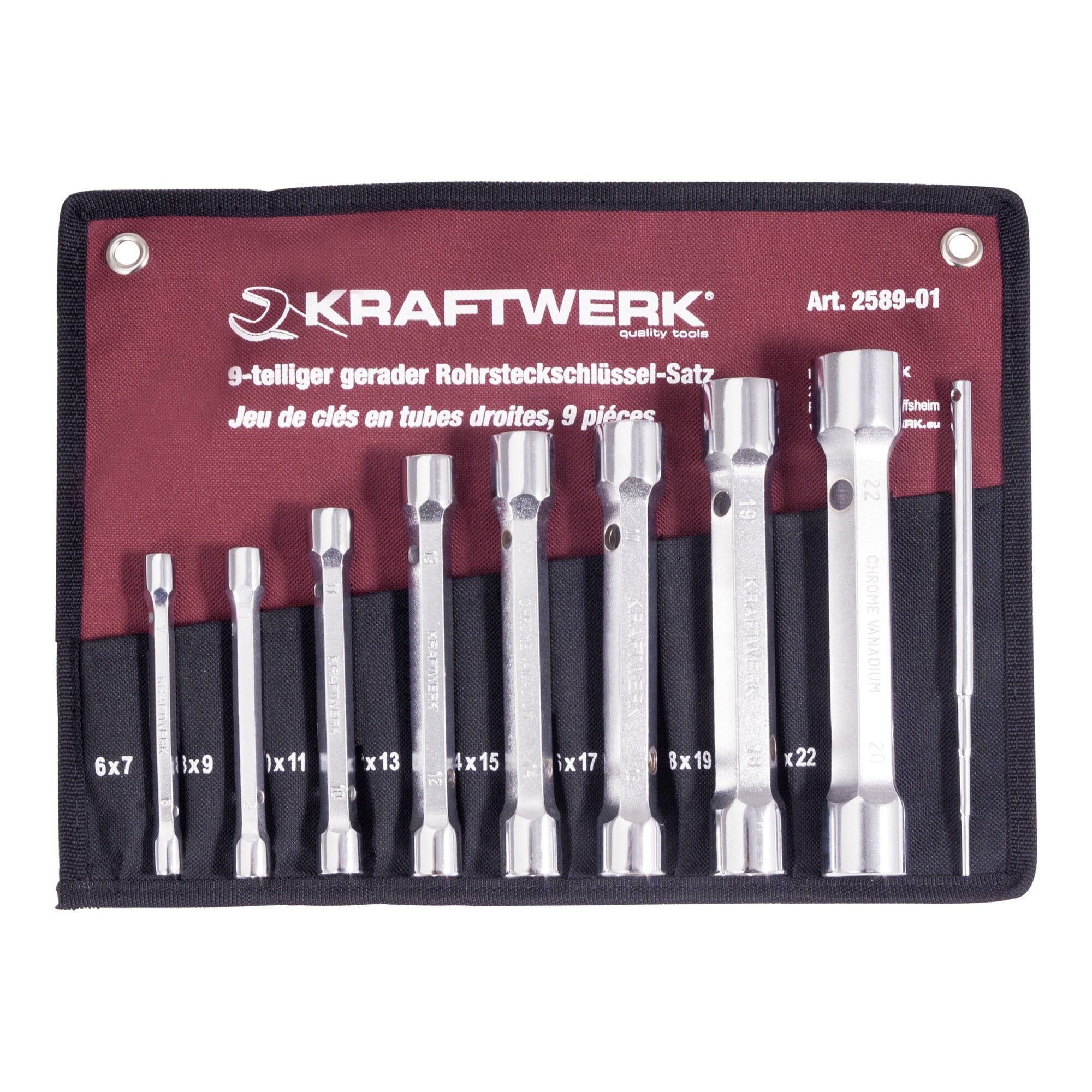 Kraftwerk Steckschlüssel Kraftwerk Rohrsteckschlüsselsatz 6-22 mm mit Stift, 9-tlg.