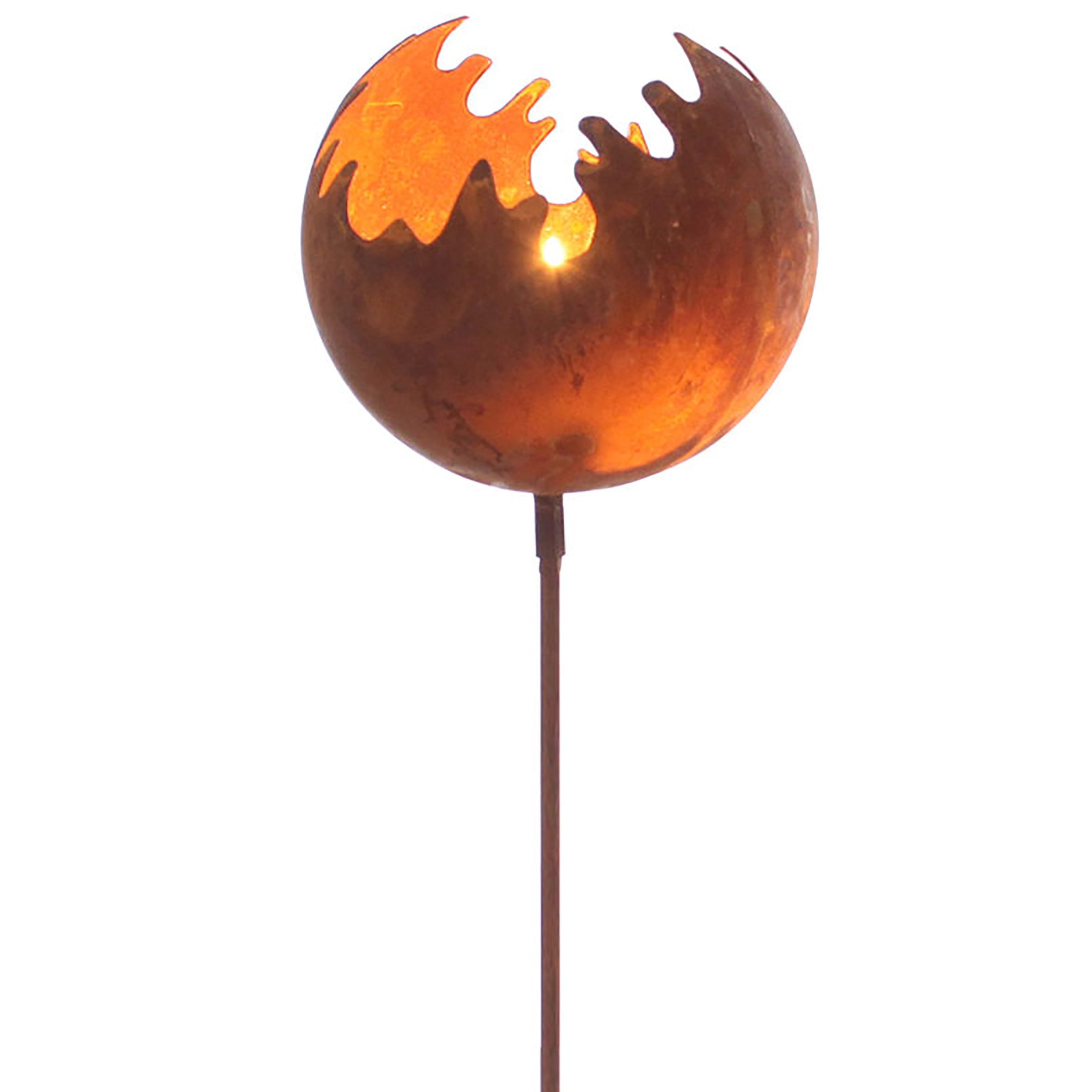 Spetebo Gartenstecker Metall Gartenstecker Naturrost Feuerball günstig online kaufen