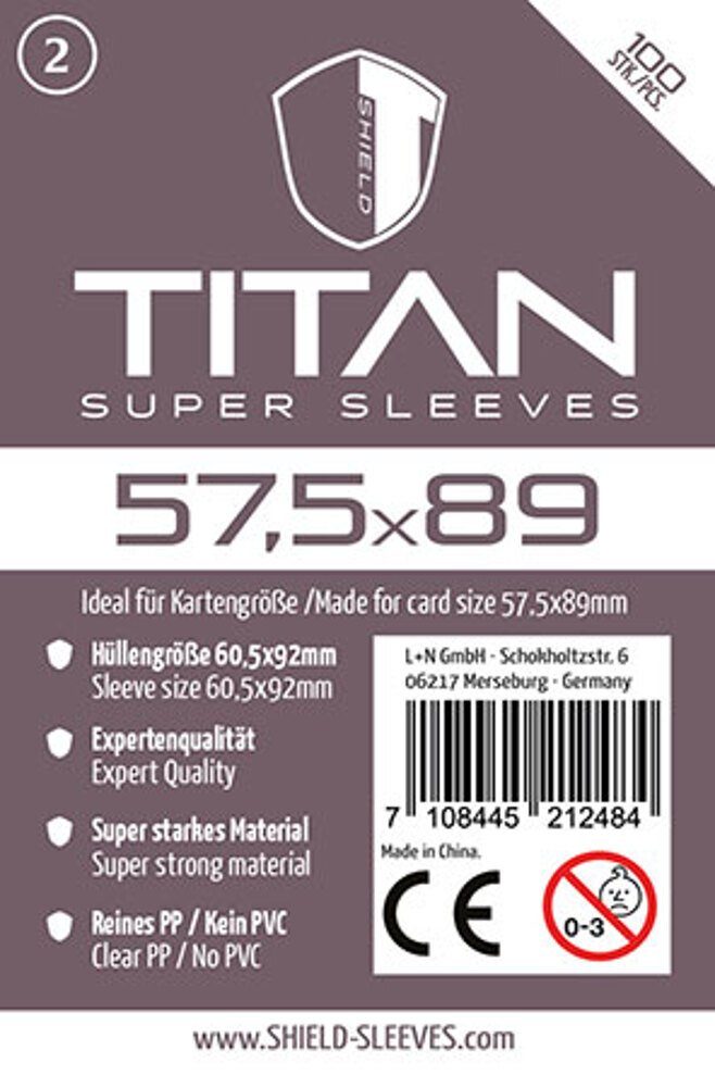 SHIELD Spiel Shield Titan 2 - 100 Super Sleeves für Kartengröße 57,5 x 89 mm