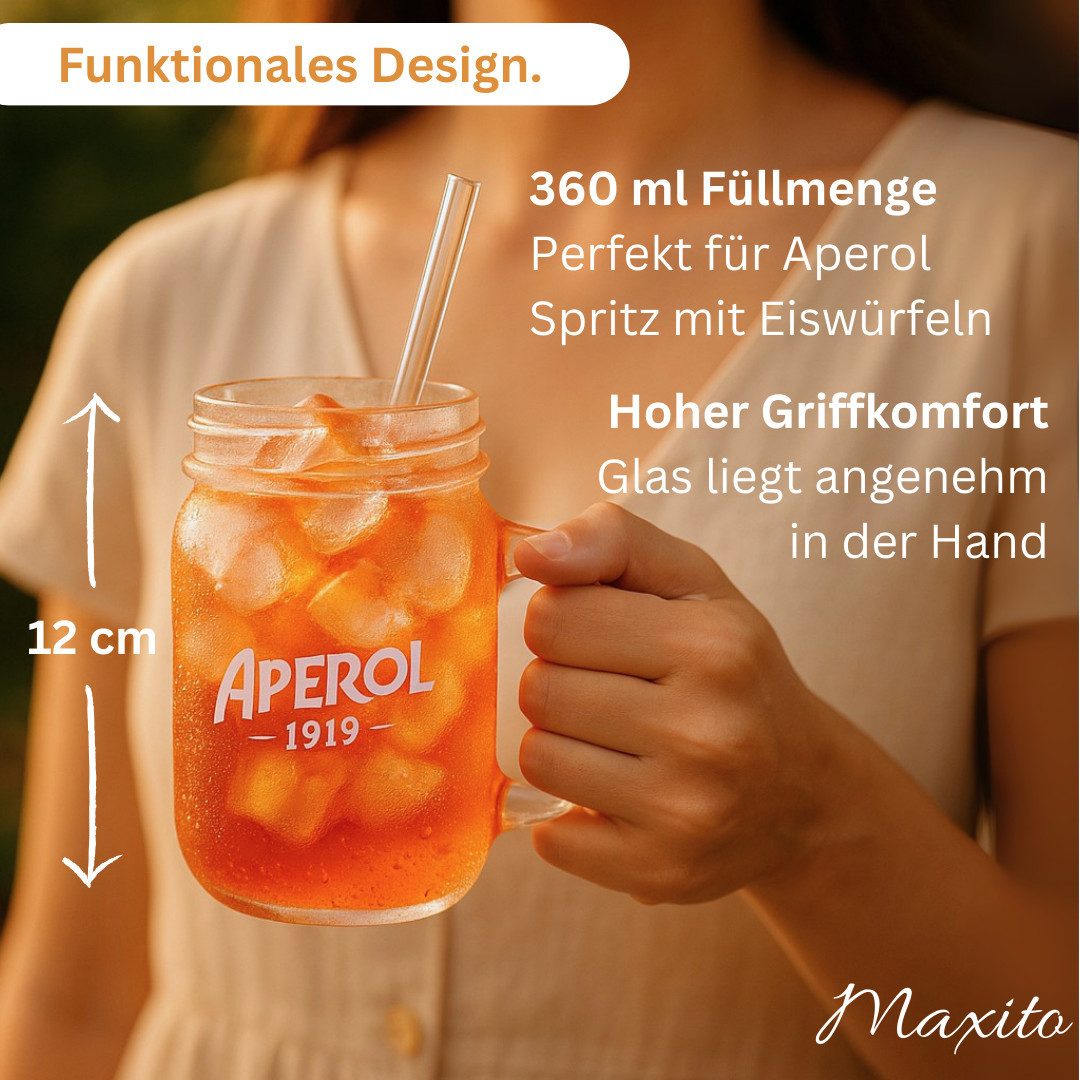 Maxito Cocktailglas als Aperol Spritz Gläser von hoher Qualität mit 360 ml mit Strohhalm, 4-tlg. – Bild 3 von 5