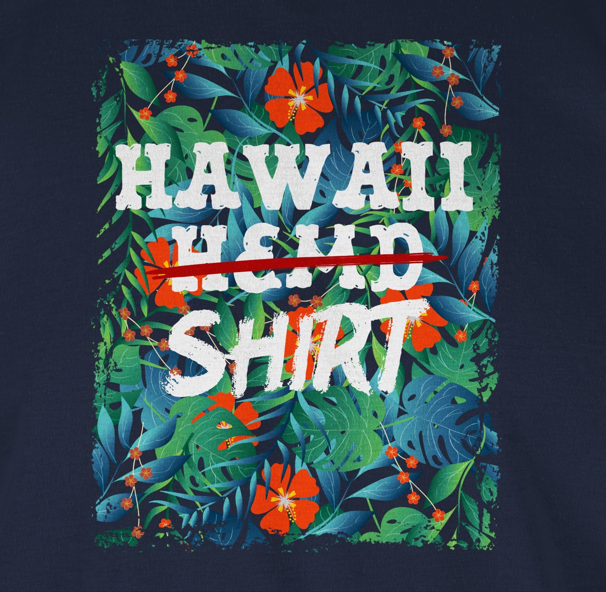 Shirtracer T-Shirt Hawaii Party Hemd Karneval 2 - Blau Navy Hawaii-Kleidung Karibik Outfit Shirt Hawaiian Aloha
