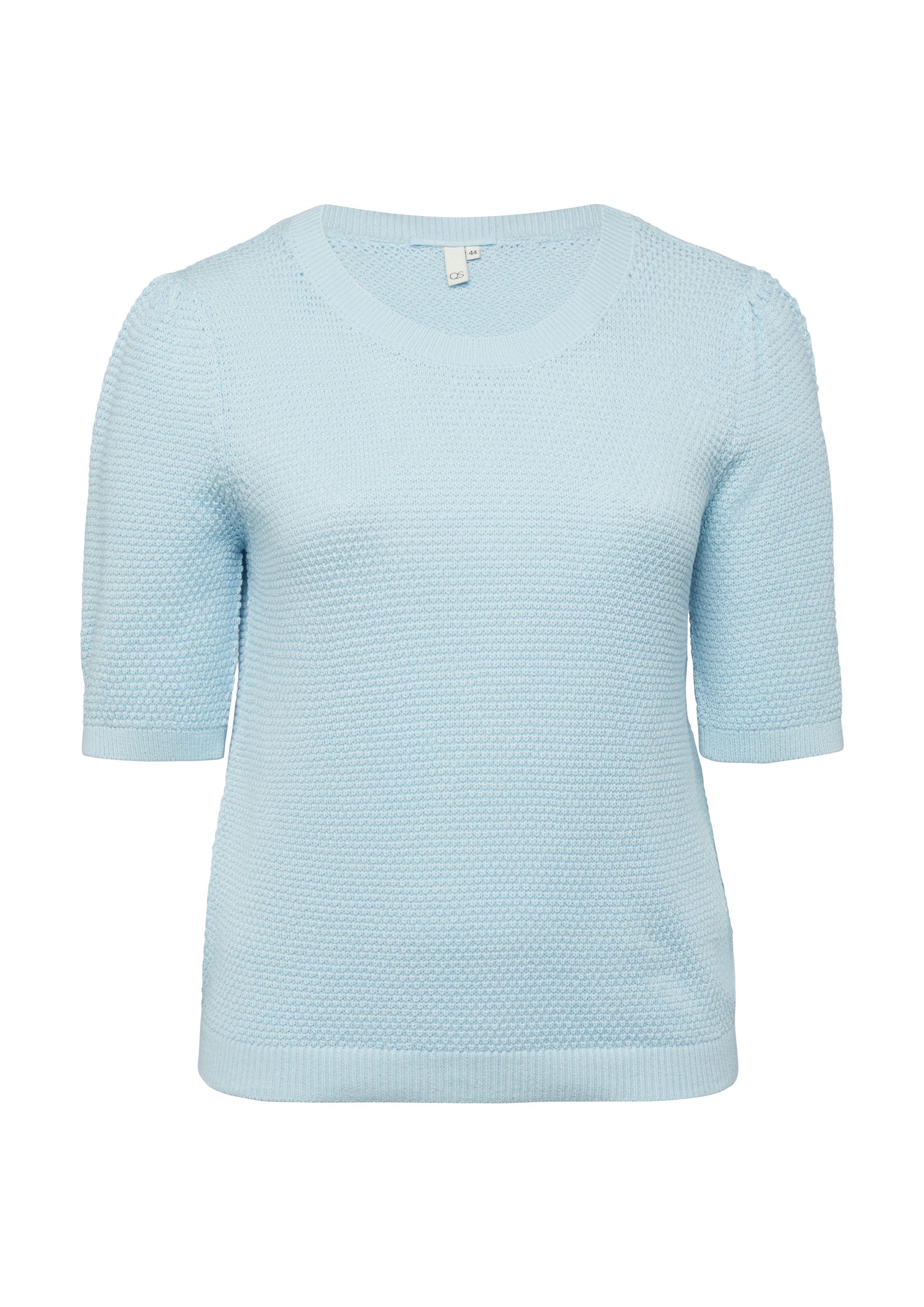 QS Kurzarmpullover Strickpullover Strukturierter Pullover günstig online kaufen