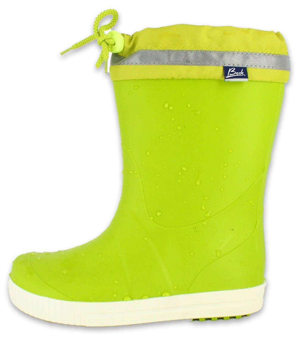 Beck Regenstiefel Wellies robustes Gummistiefel Mädchen erhältlich) wasserdicht, Farben Einlegesohle Größen Material, und in und grün geformte vielen (für Jungs