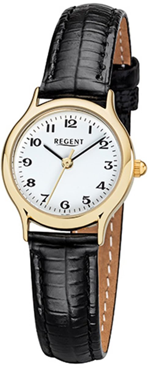 Quarzuhr Regent Damen-Armbanduhr schwarz Analog