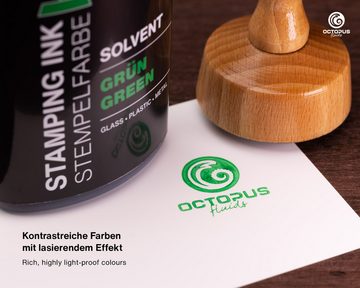 OCTOPUS Fluids Lenizett Solvent Stempelfarbe für glatte Untergründe, grün Stempelkissen (1-tlg., wasserfest)