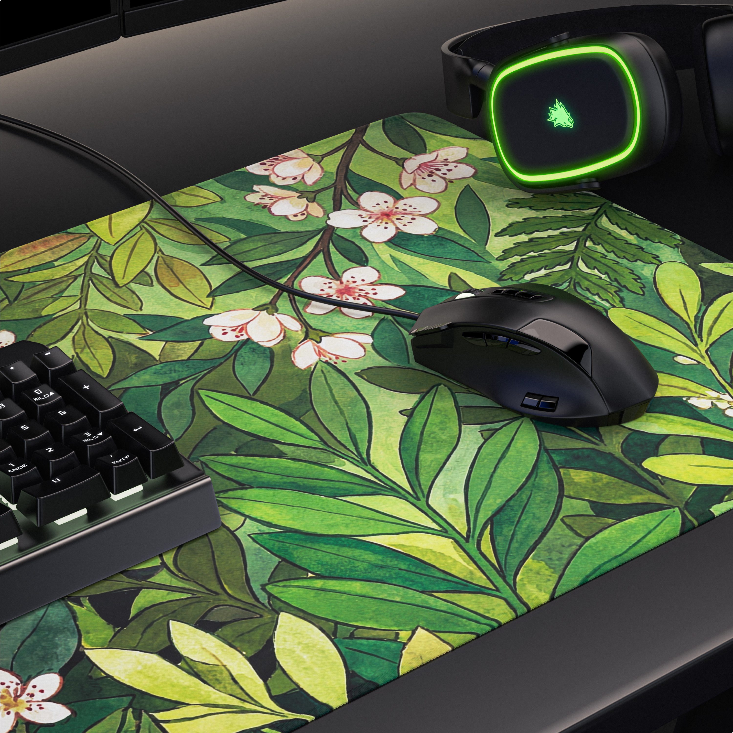 Titanwolf Gaming Mauspad XXL Mauspad 900x400, Schwarze Katze im Wald, Schreibtischunterlage (1-St), rutschfeste Rückseite, Geschwindigkeit & Präzision, wasserab – Bild 5 von 5