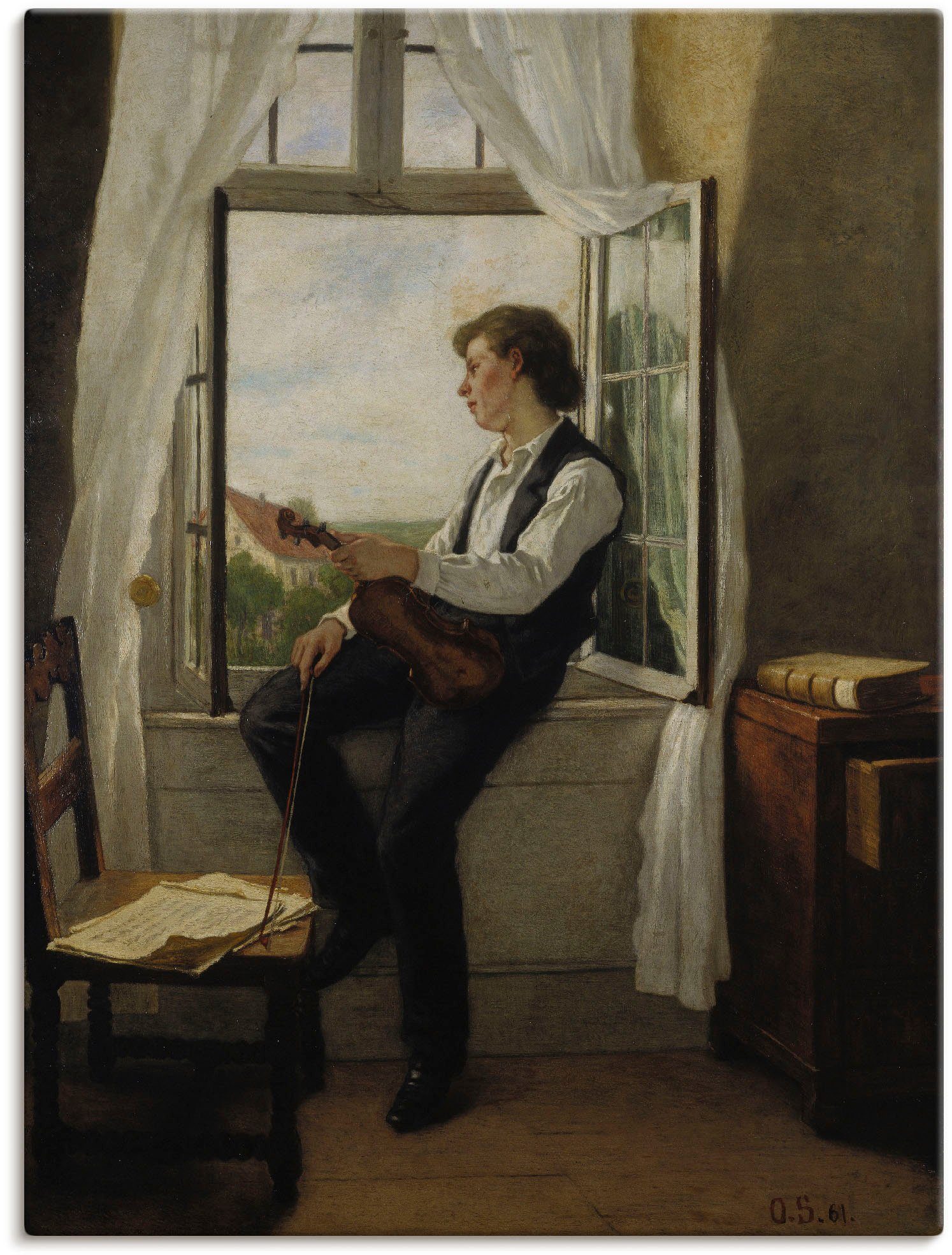 Artland Leinwandbild Der Geiger am Fenster. 1861, Mann (1 St), auf Keilrahmen gespannt