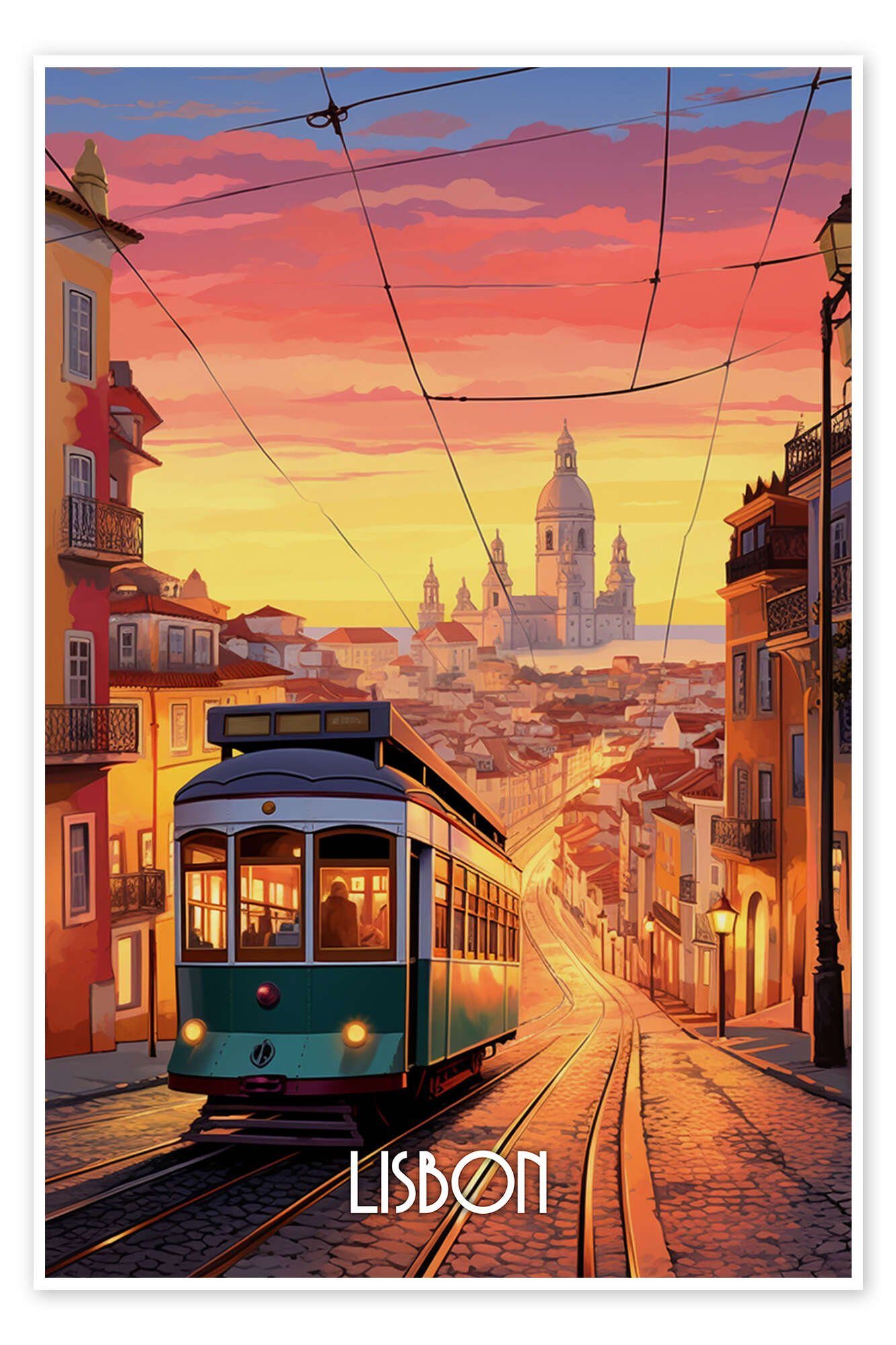 Posterlounge Wandbild Reiseplakat Lissabon, Durro Art, erhältlich als Poster, Leinwandbild, Wandsticker oder Acrylglasbild