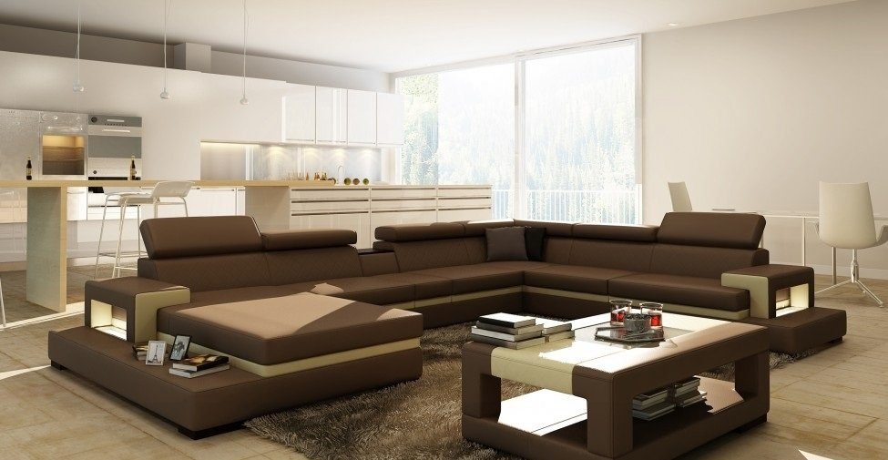 Couch Ecksofa, Sitz Ledersofa Sofa Ecke Designer Wohnlandschaft Form U JVmoebel