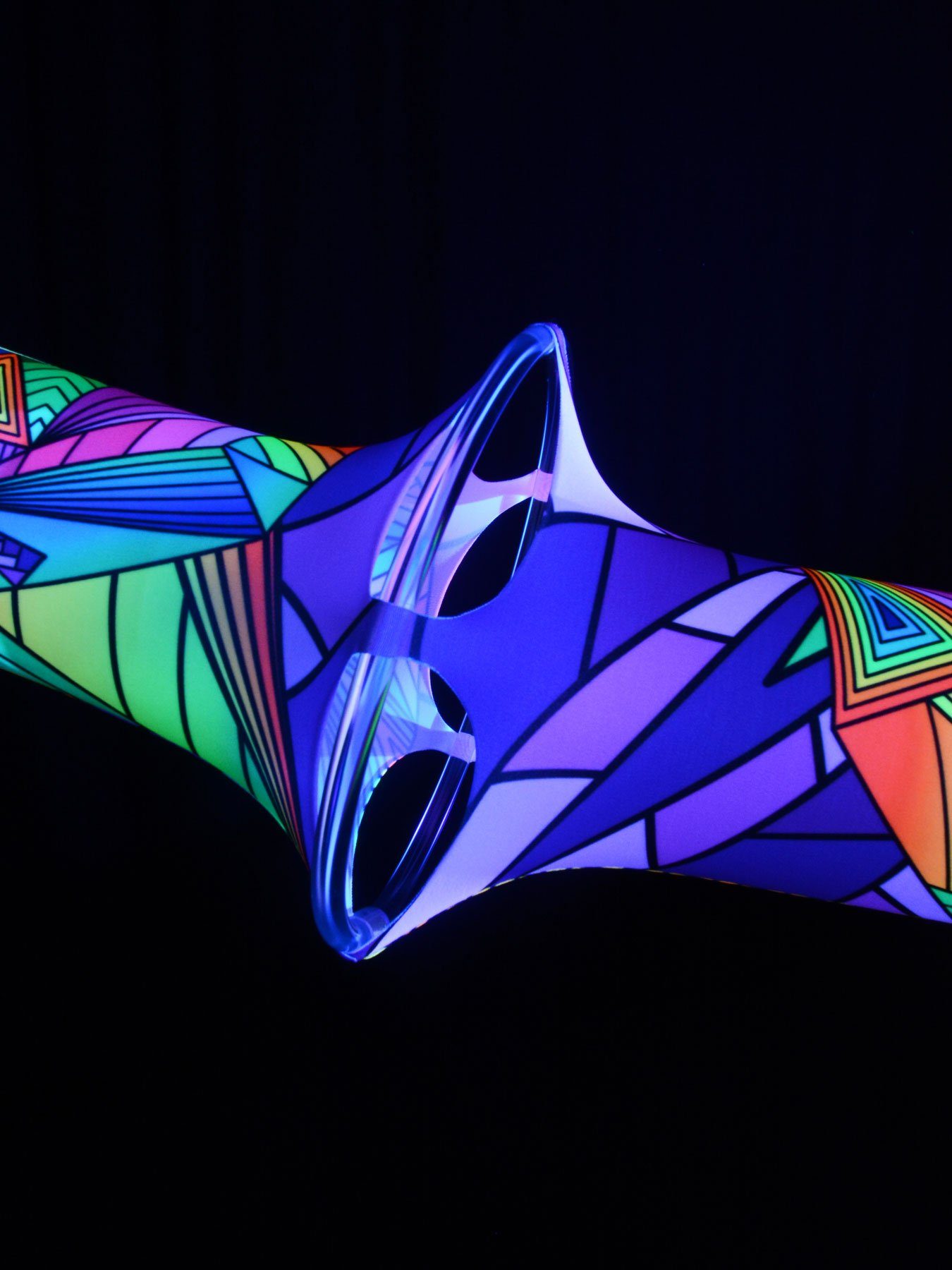 UV-aktiv, Schwarzlicht Ø Psy PSYWORK Polygon unter Schwarzlicht 25cm, 5m Tentakel leuchtet Deko Wanddekoobjekt "Neon Dragonfly",