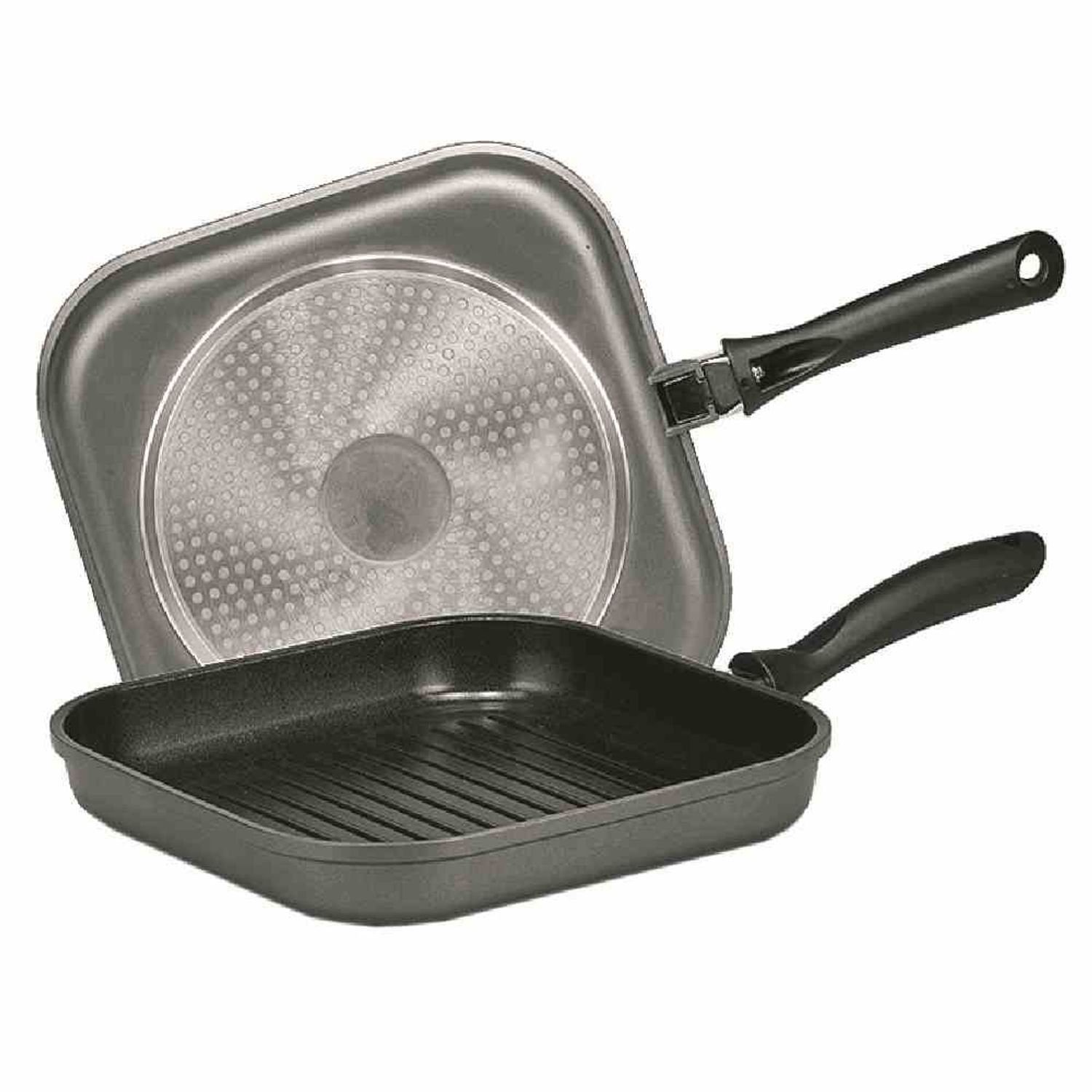 Karl Krüger Bratpfanne Steakpfanne "Potsdam", 28 x 28 cm ohne Deckel, mit Rillenboden, Aluguss