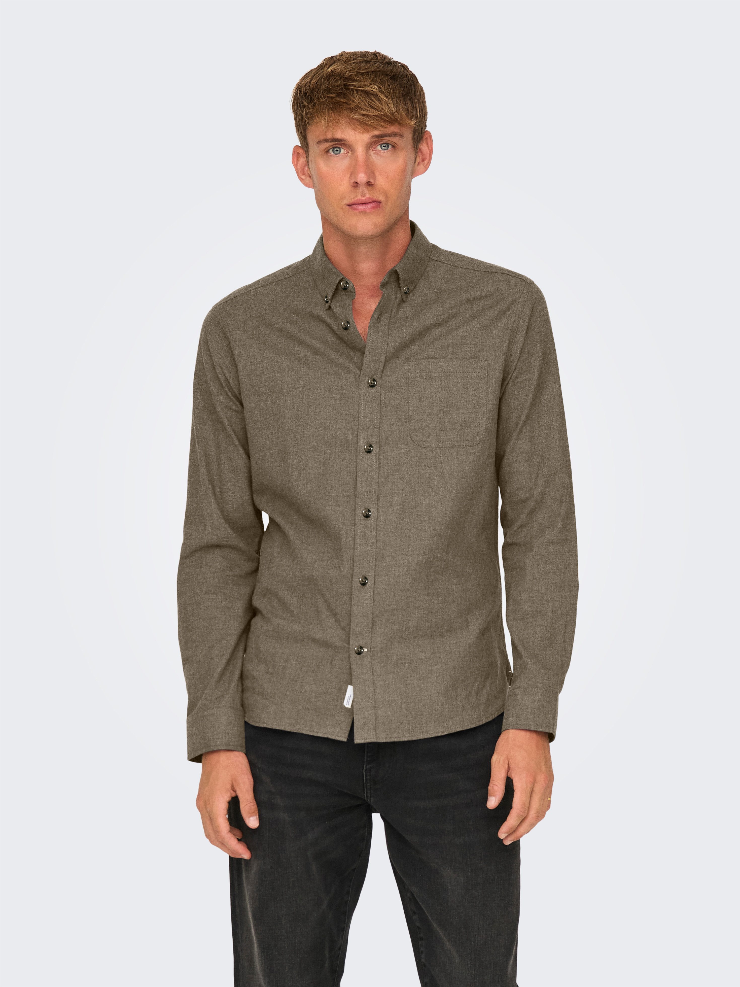 ONLY & SONS Langarmhemd ONSROAD LIFE REG MELANGE LS SHIRT NOOS günstig online kaufen
