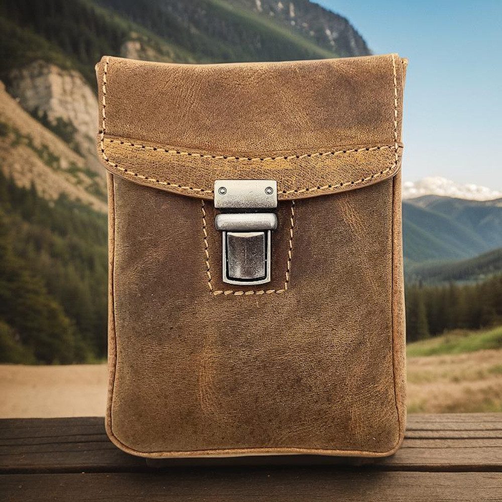 Gürteltasche echt Leder Hüfttasche, Hochformat mit Steckschloss