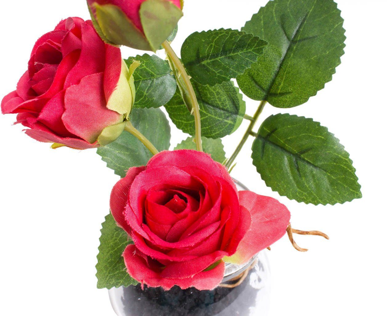 Glas cm Höhe im Kunstblume Rosen 16 Rose, Botanic-Haus,