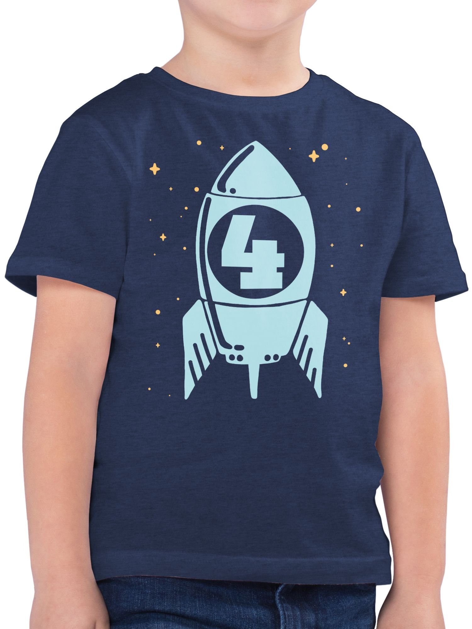 T-Shirt Rakete mit Sternen Vier blau