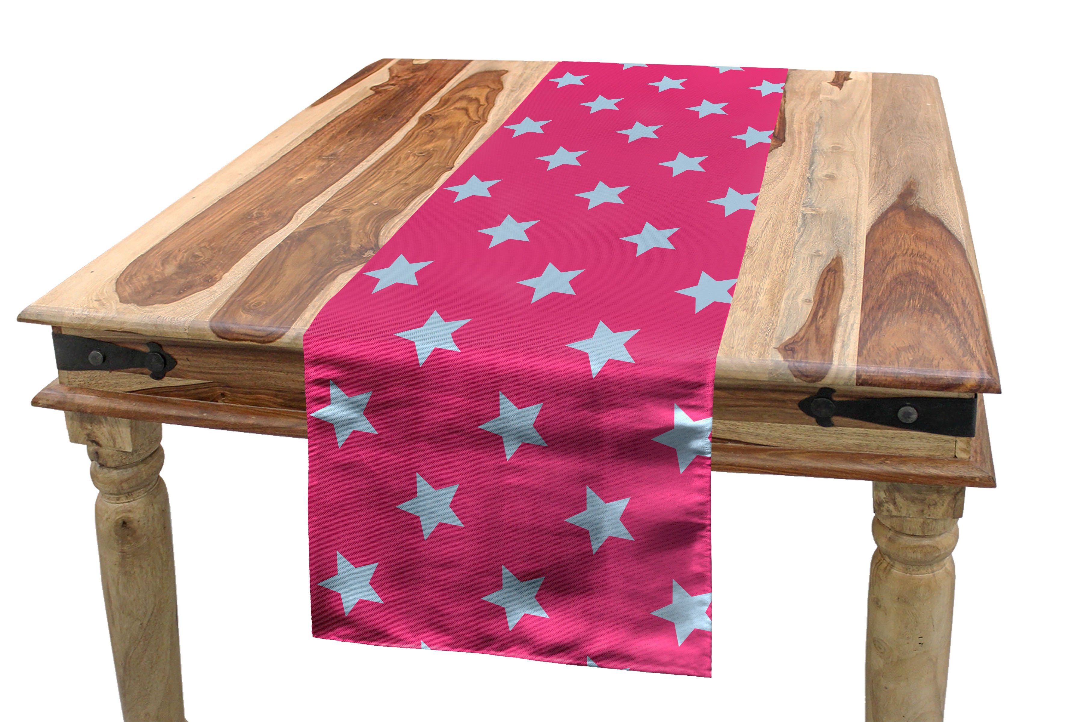 Abakuhaus Tischläufer Esszimmer Küche Rechteckiger Dekorativer Tischläufer, Blau und Pink Vintage Sterne