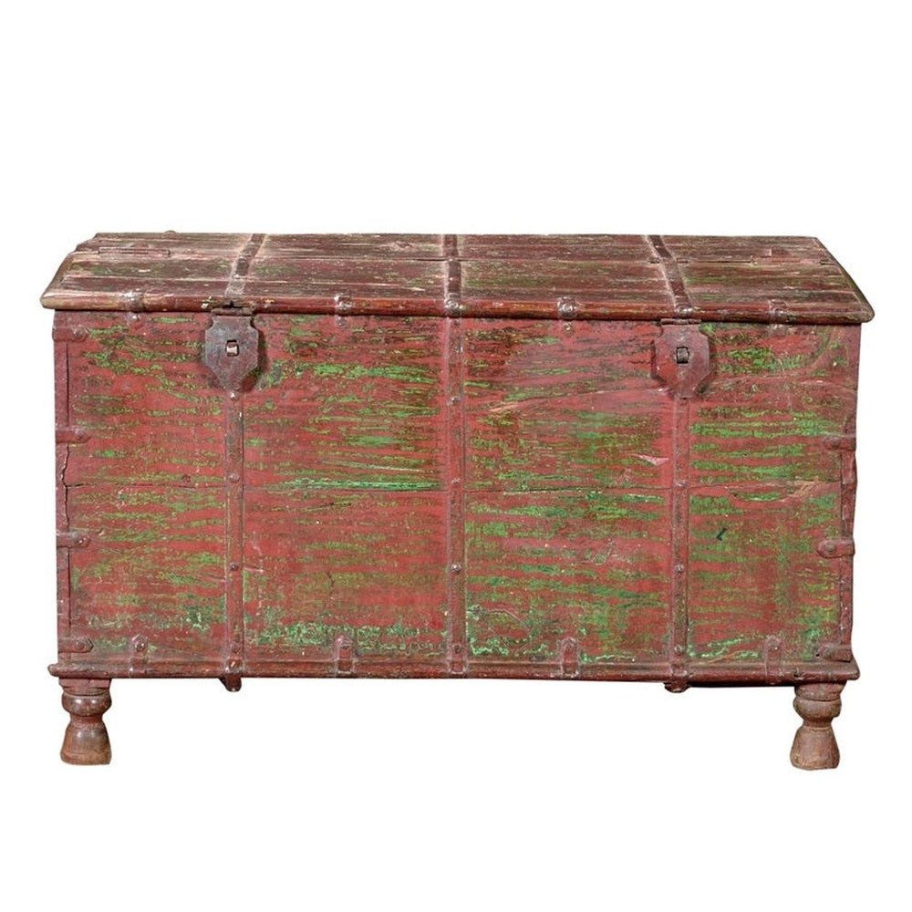Luxury-Park-Direct Kommode India 1910 Hochzeitstruhe Truhe Metallschlößer Box Kassettenfront. Lux