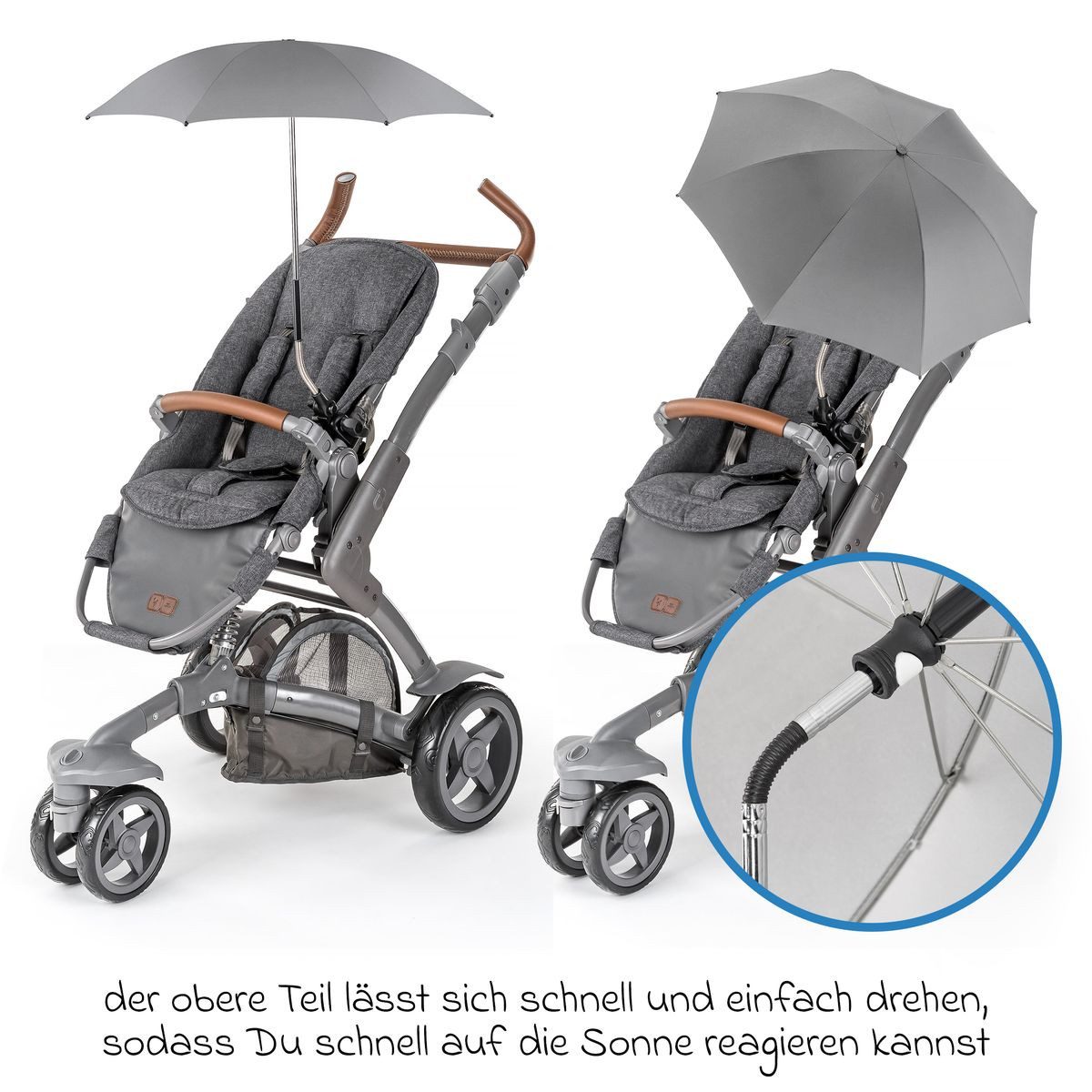 Zamboo Kinderwagenschirm Universal, Sonnenschirm Sonnenschutz für Kinderwagen & Buggy - UV Schutz 50+